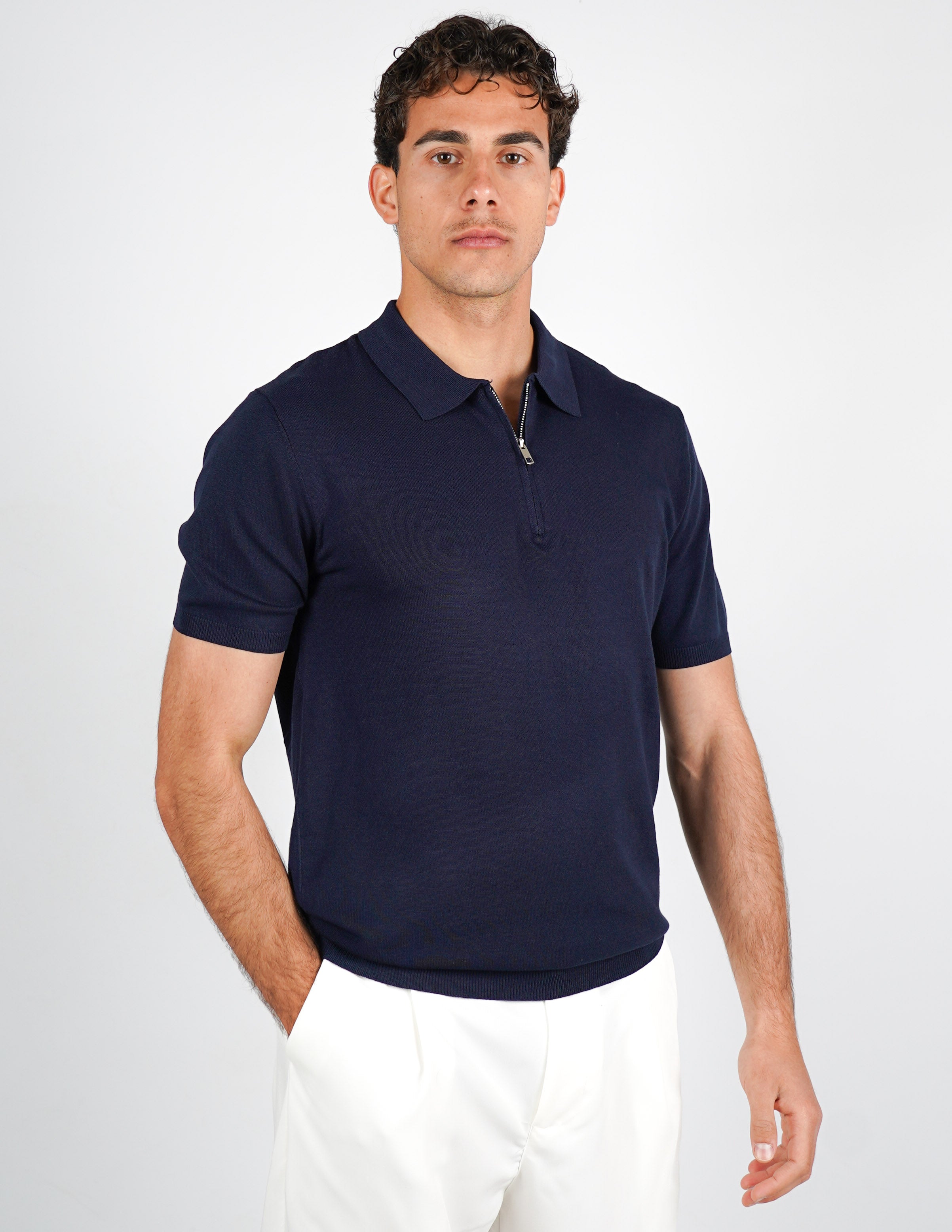 Polo manica corta con zip