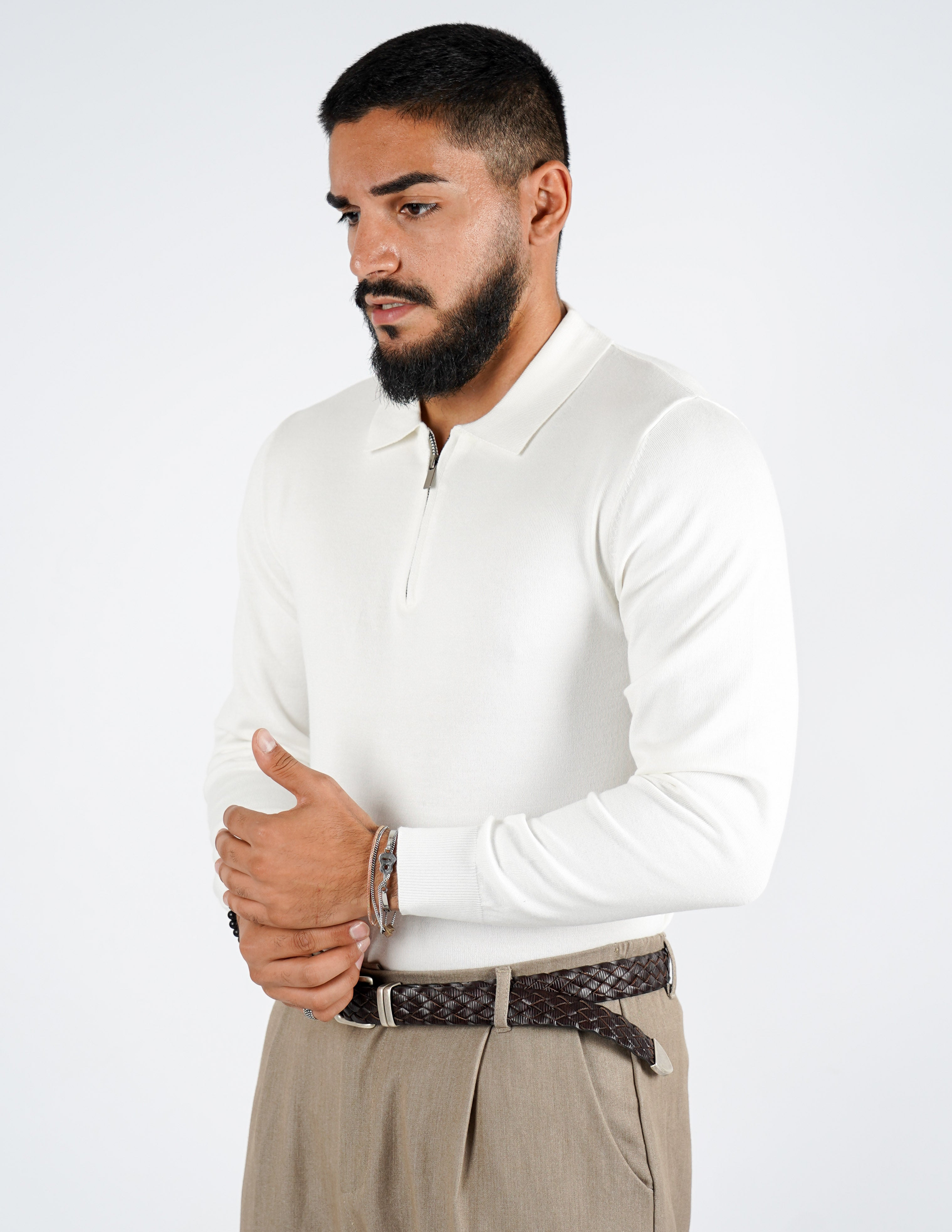 Polo tinta unita con zip