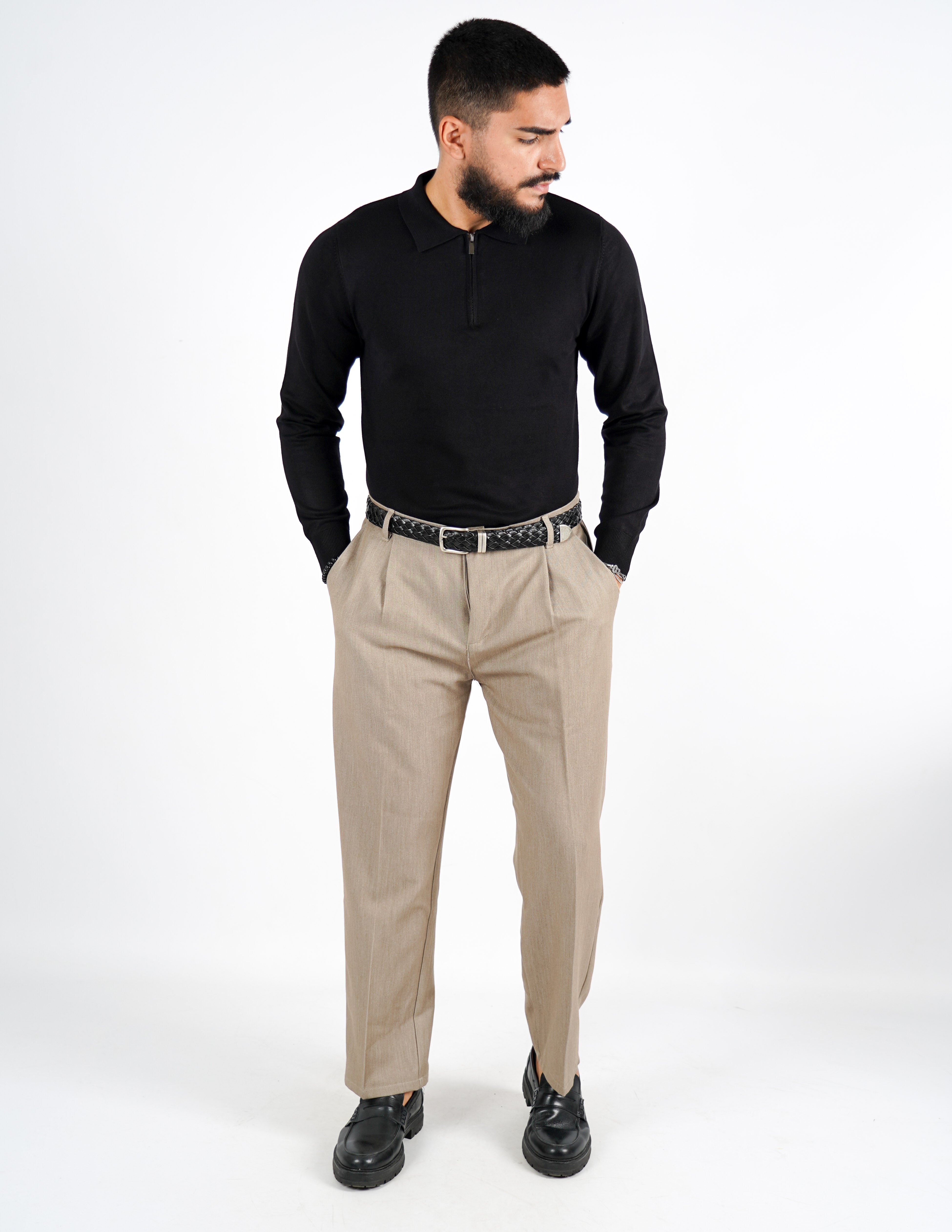 Polo tinta unita con zip