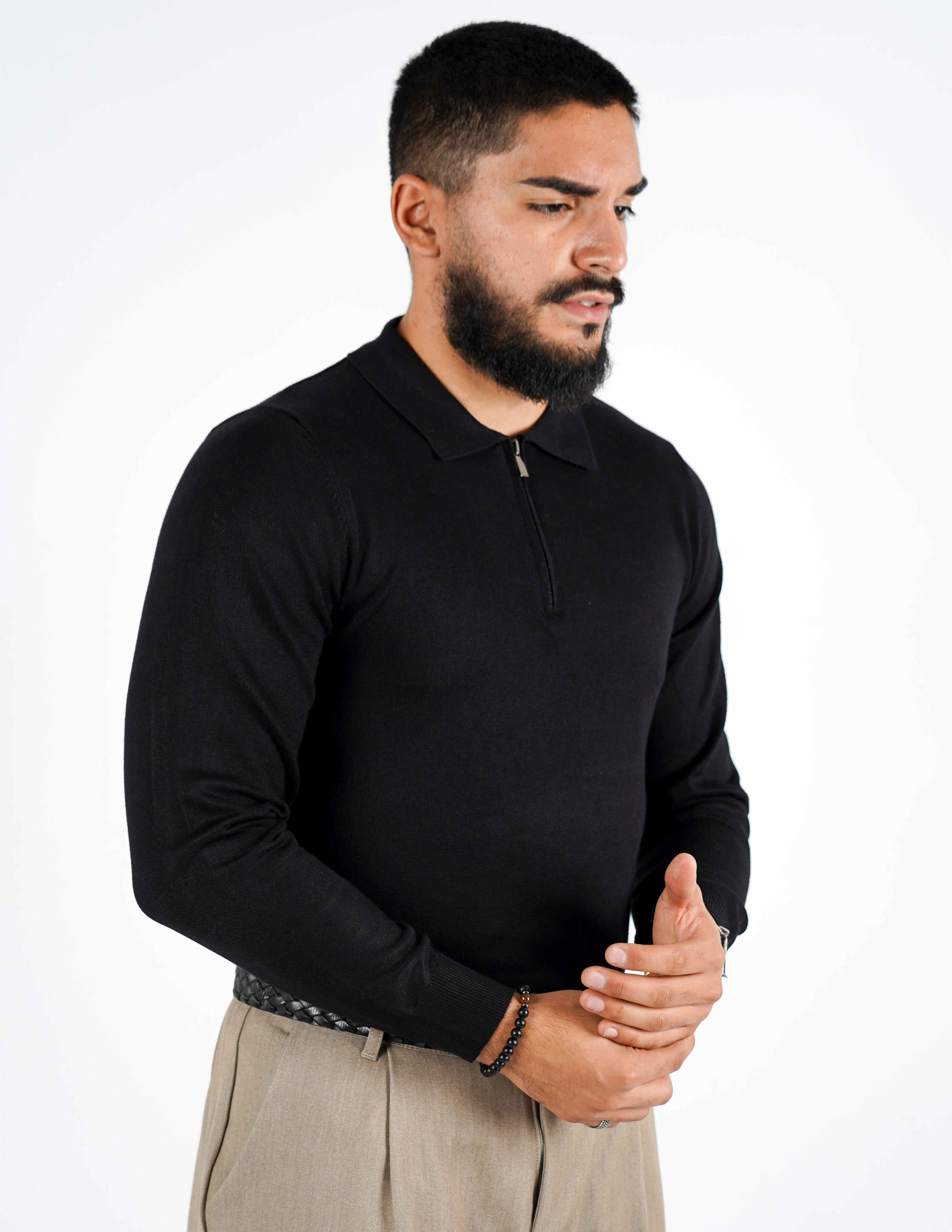 Polo tinta unita con zip