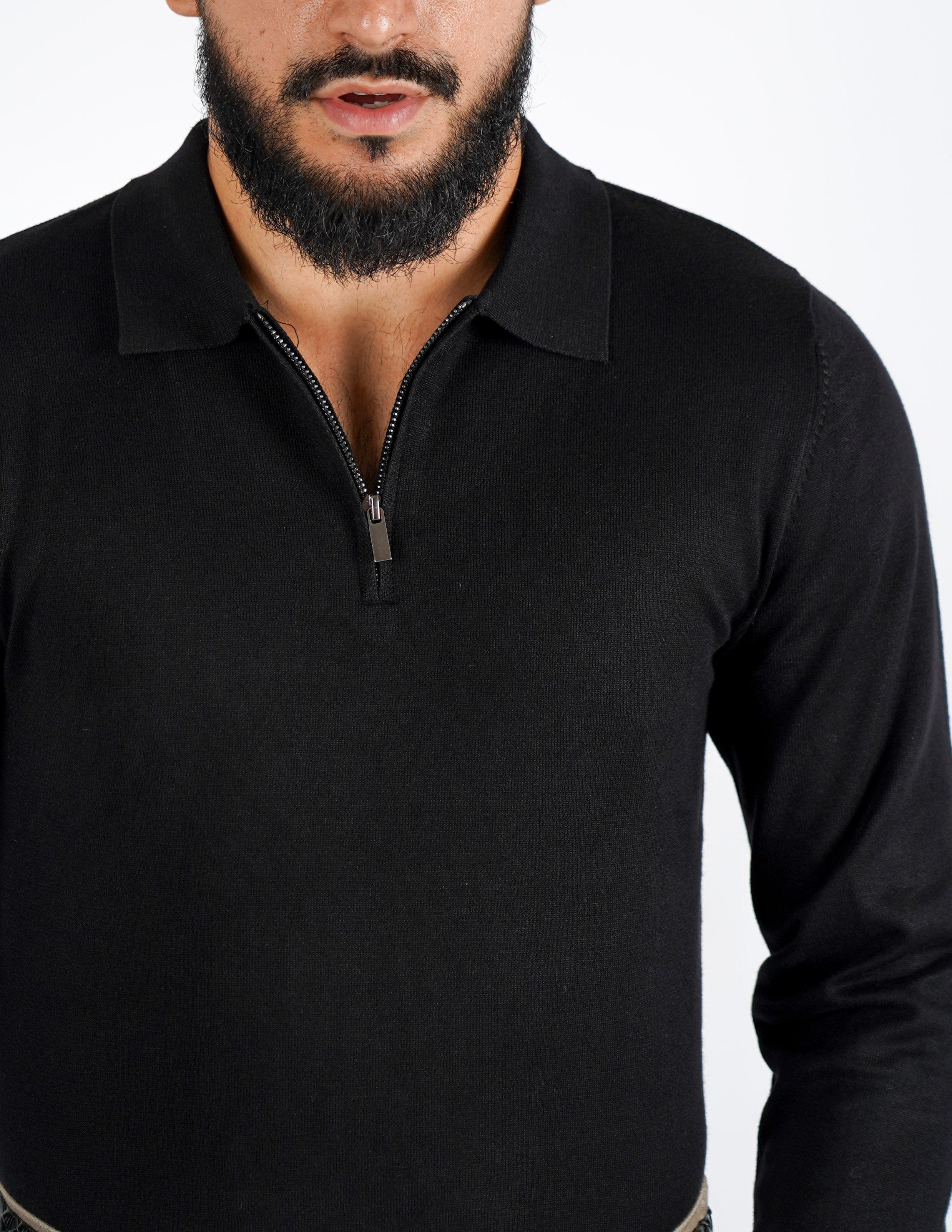 Polo tinta unita con zip