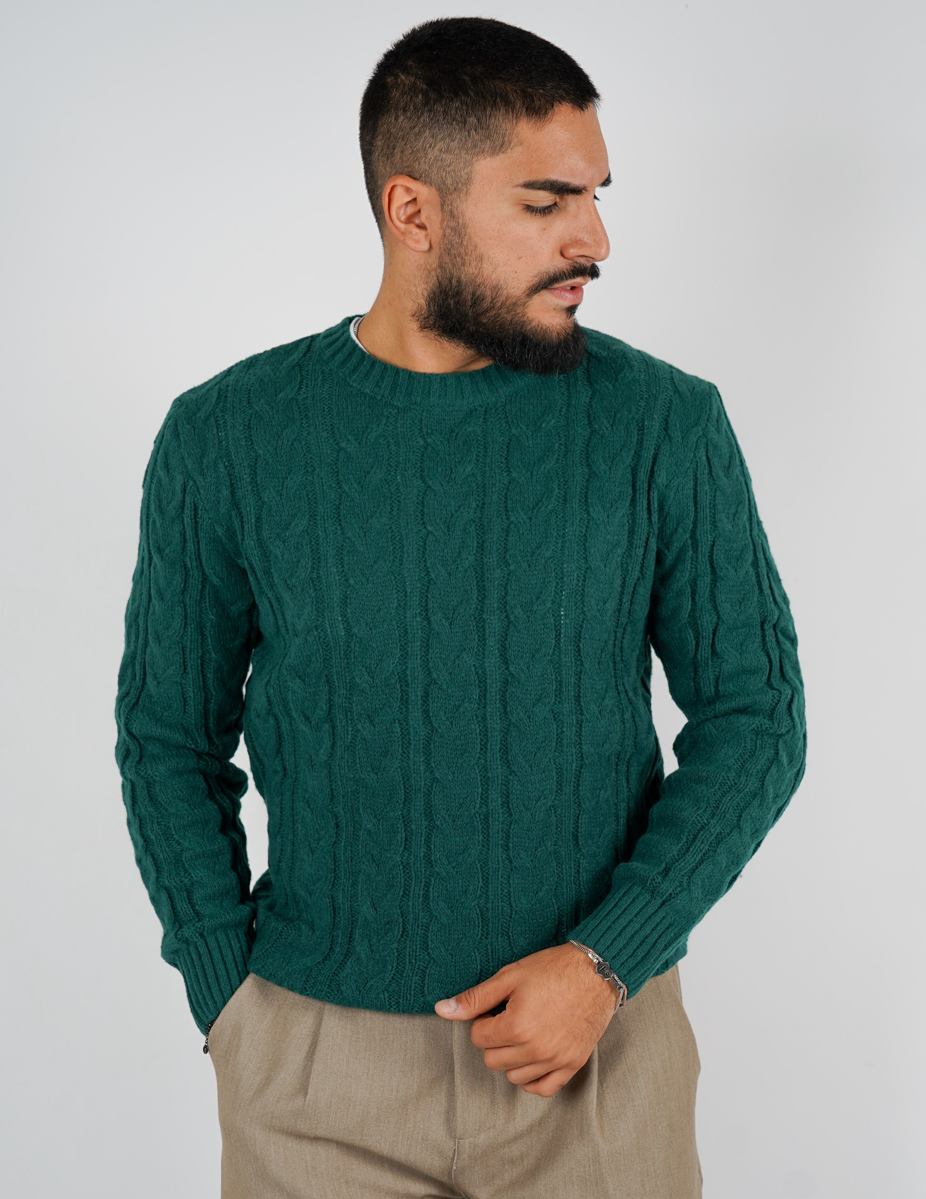 Maglione manica lunga intrecciato