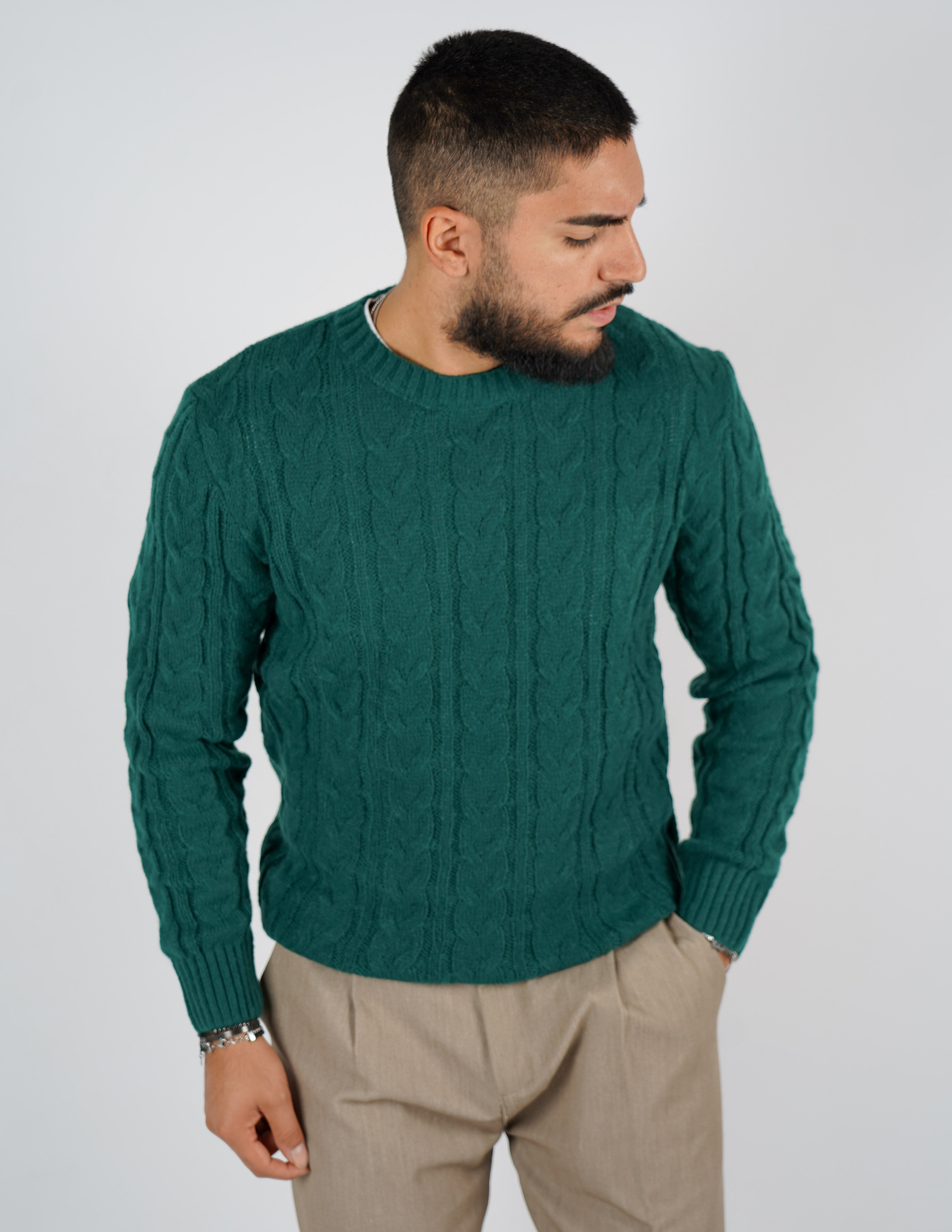 Maglione manica lunga intrecciato