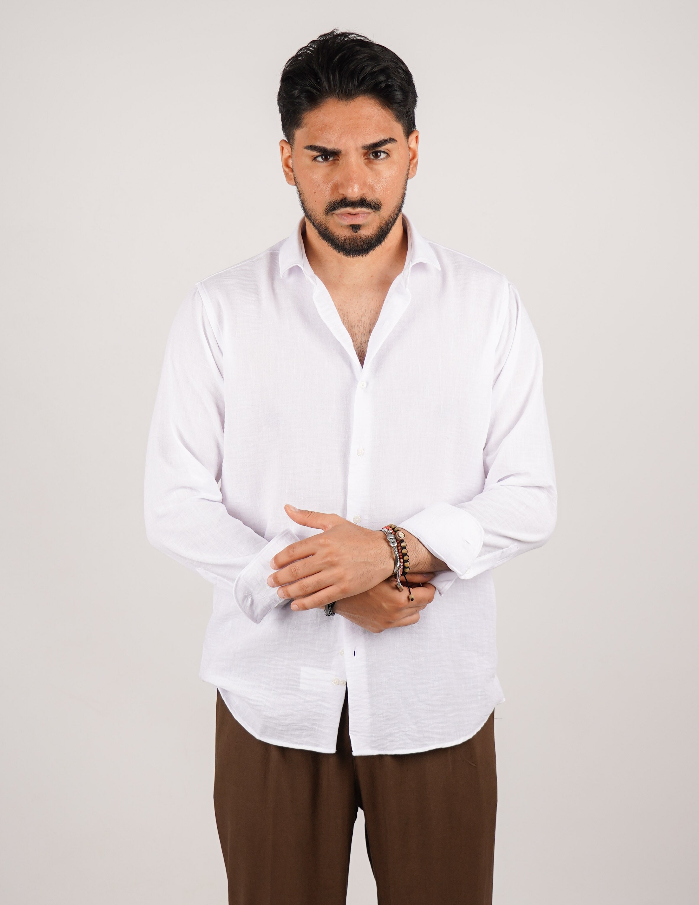 CAMICIA IN TESSUTO MISTO LINO STRUTTURATO