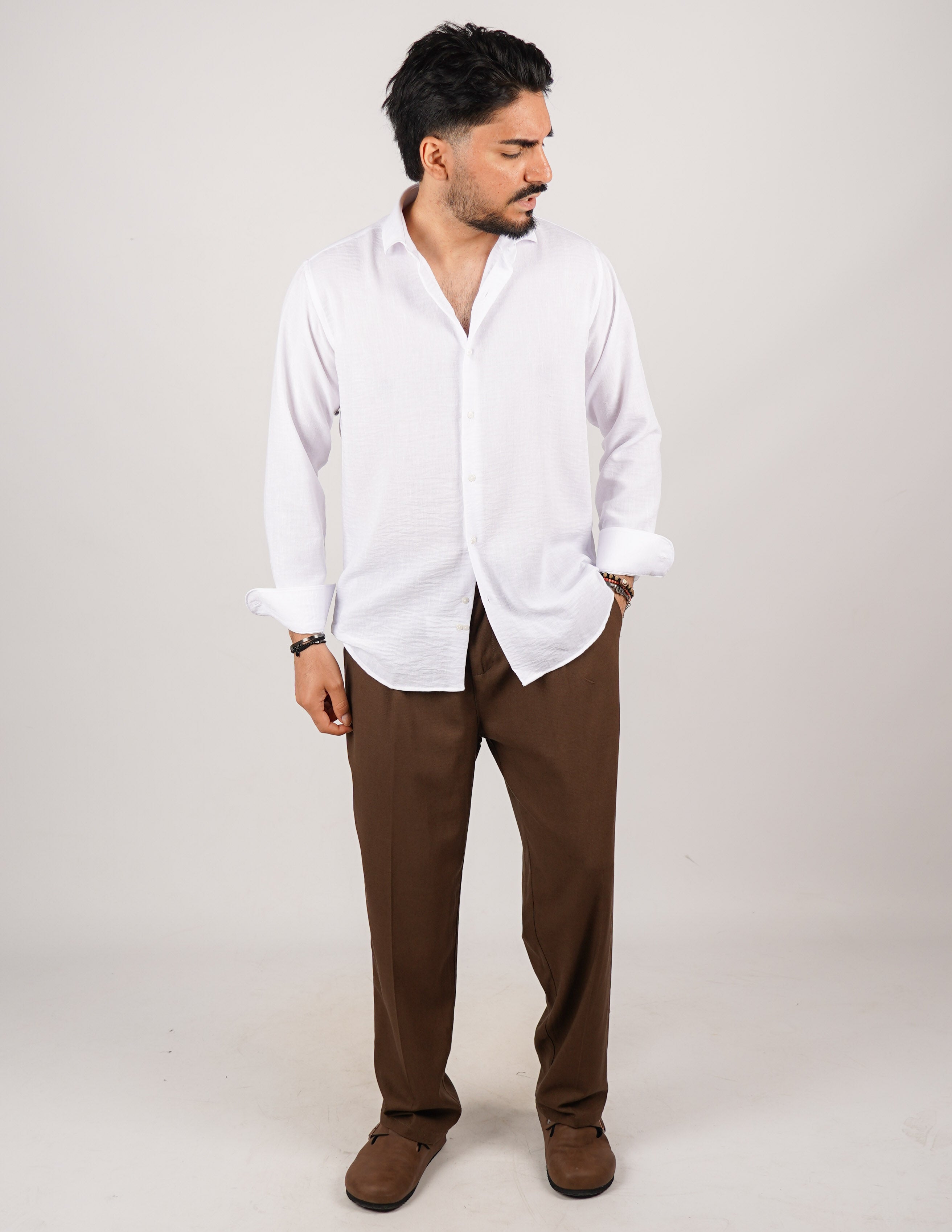 CAMICIA IN TESSUTO MISTO LINO STRUTTURATO