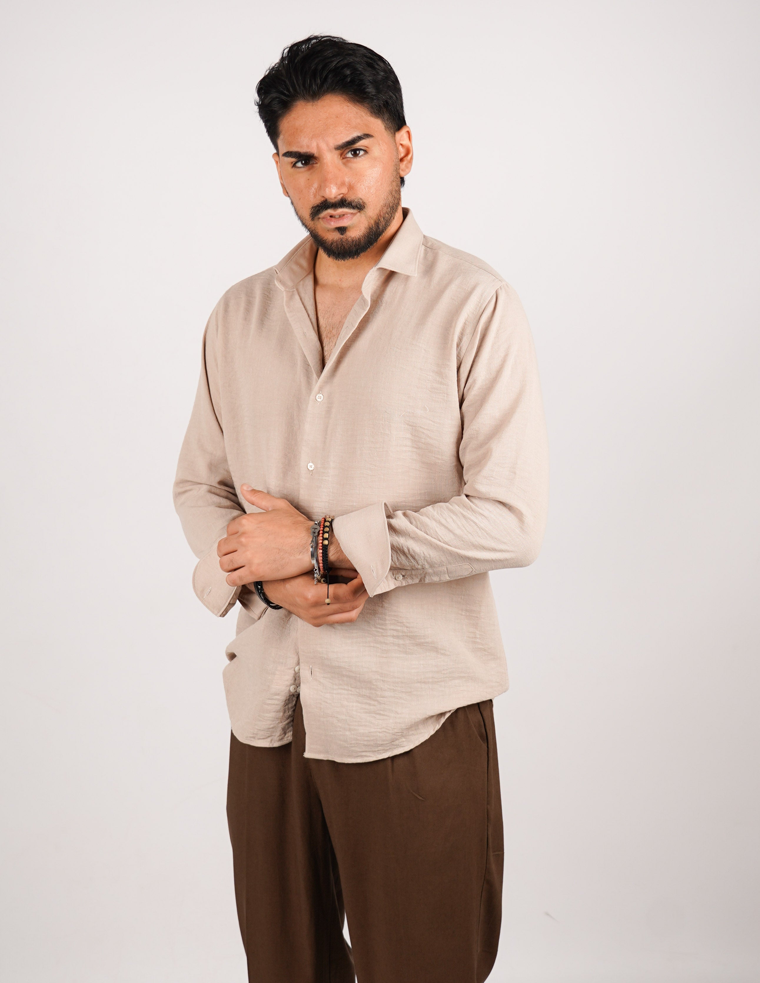 CAMICIA IN TESSUTO MISTO LINO STRUTTURATO