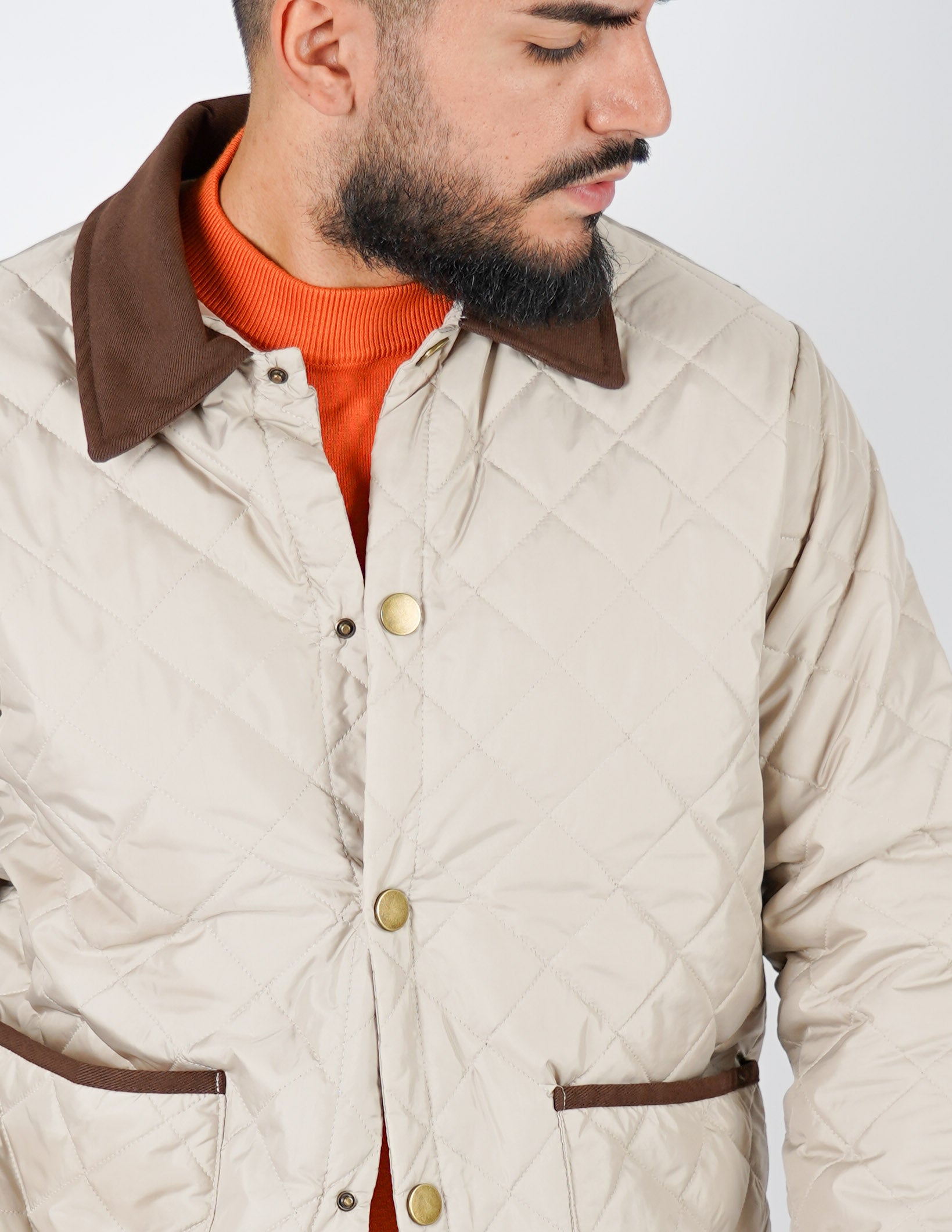 Giubbino uomo trapuntato con collo in velluto