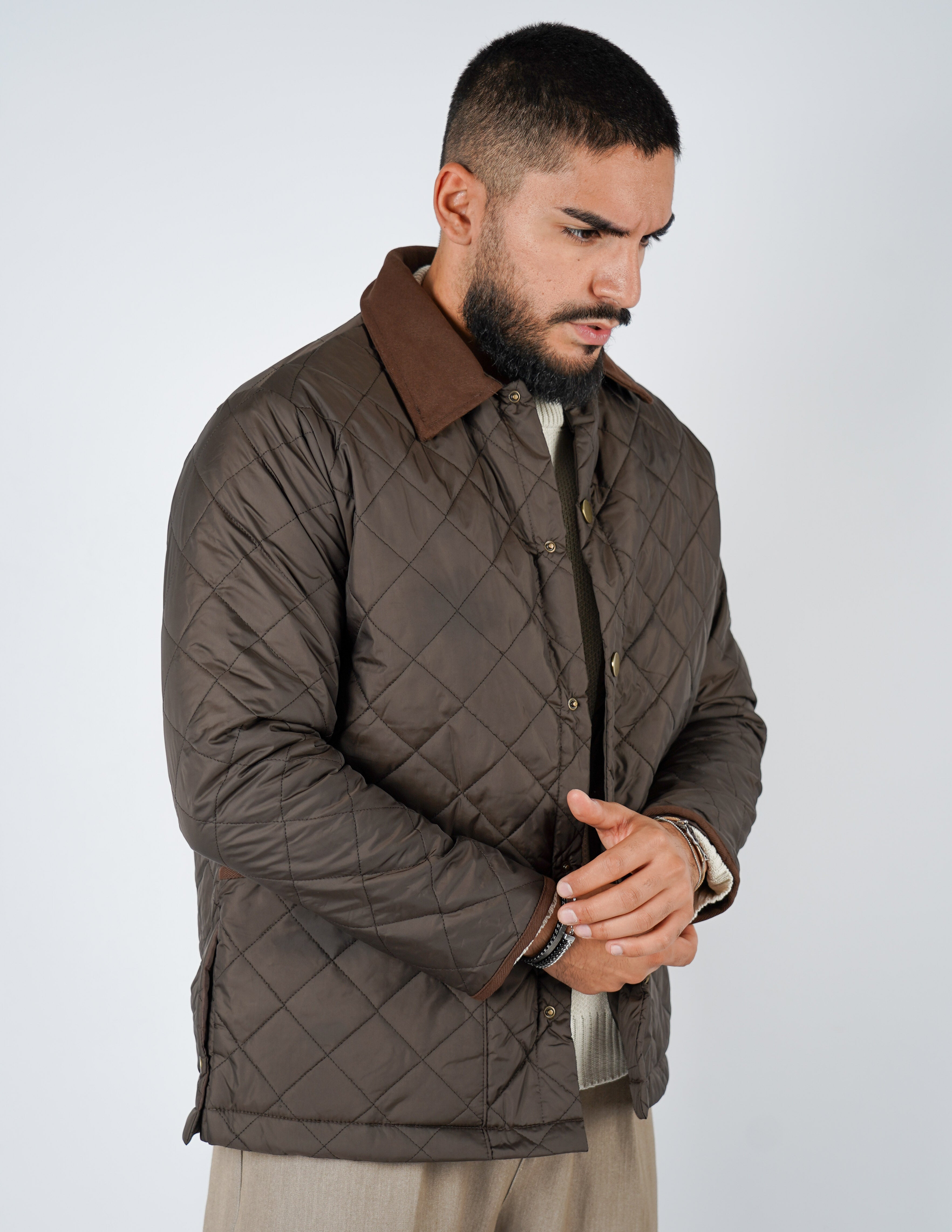 Giubbino uomo trapuntato con collo in velluto