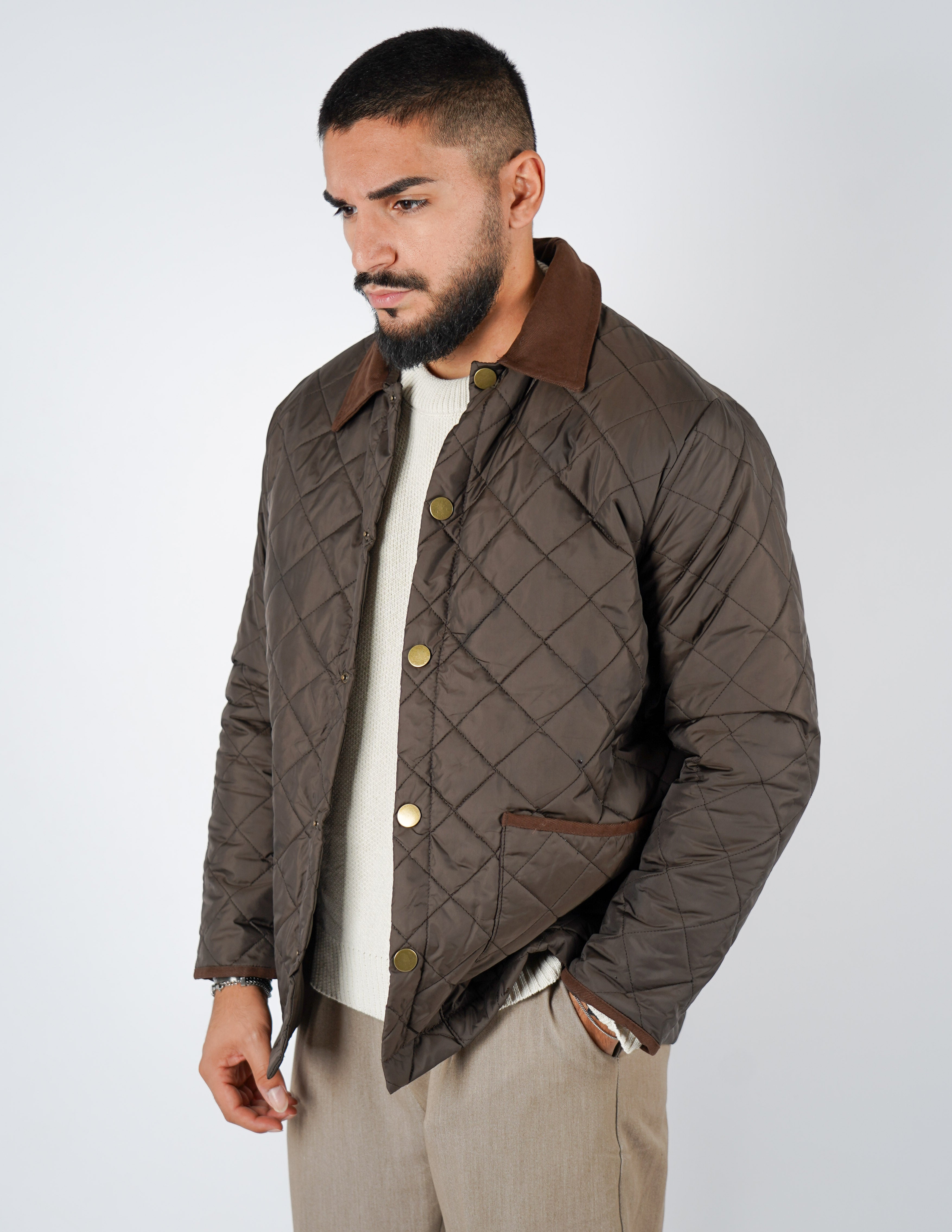 Giubbino uomo trapuntato con collo in velluto