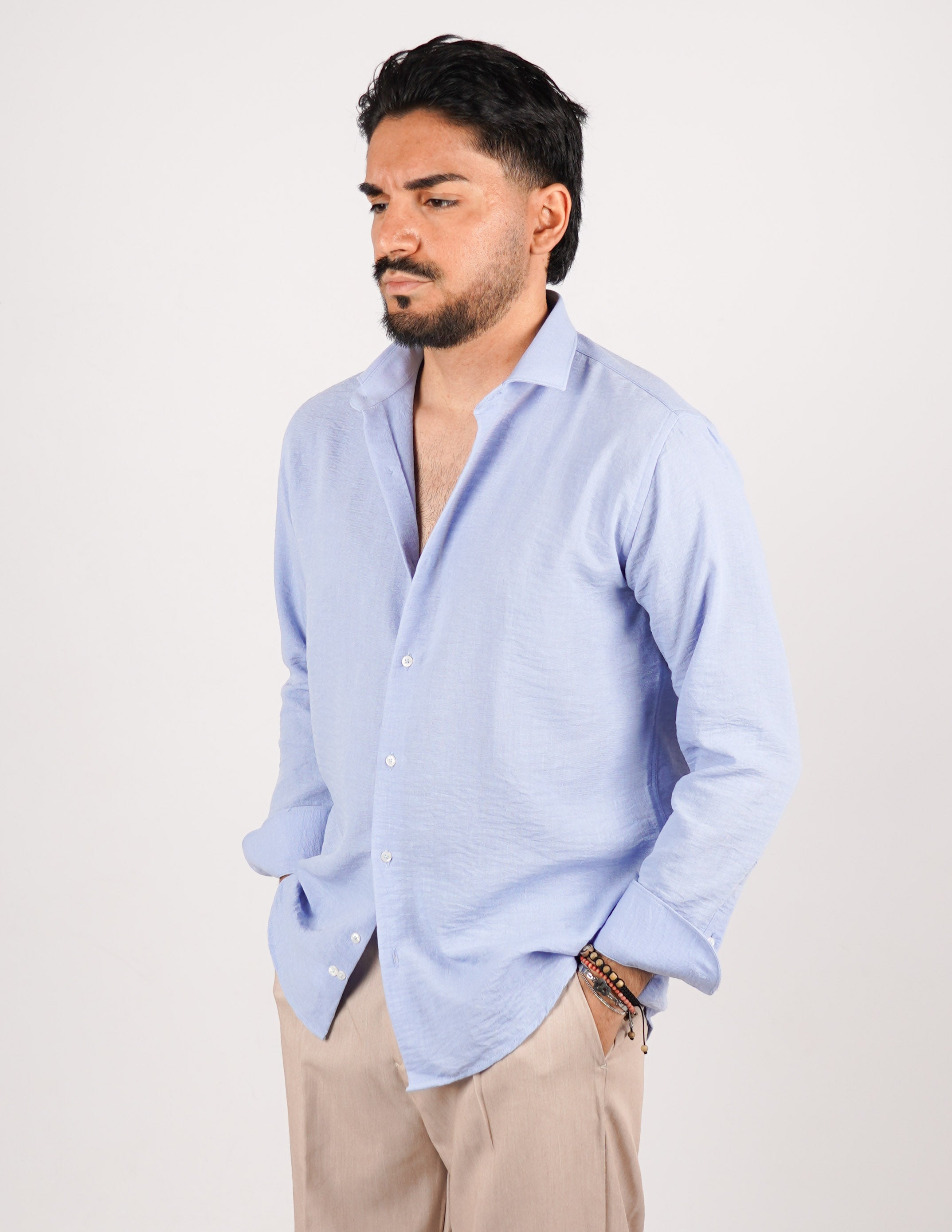 CAMICIA IN TESSUTO MISTO LINO STRUTTURATO