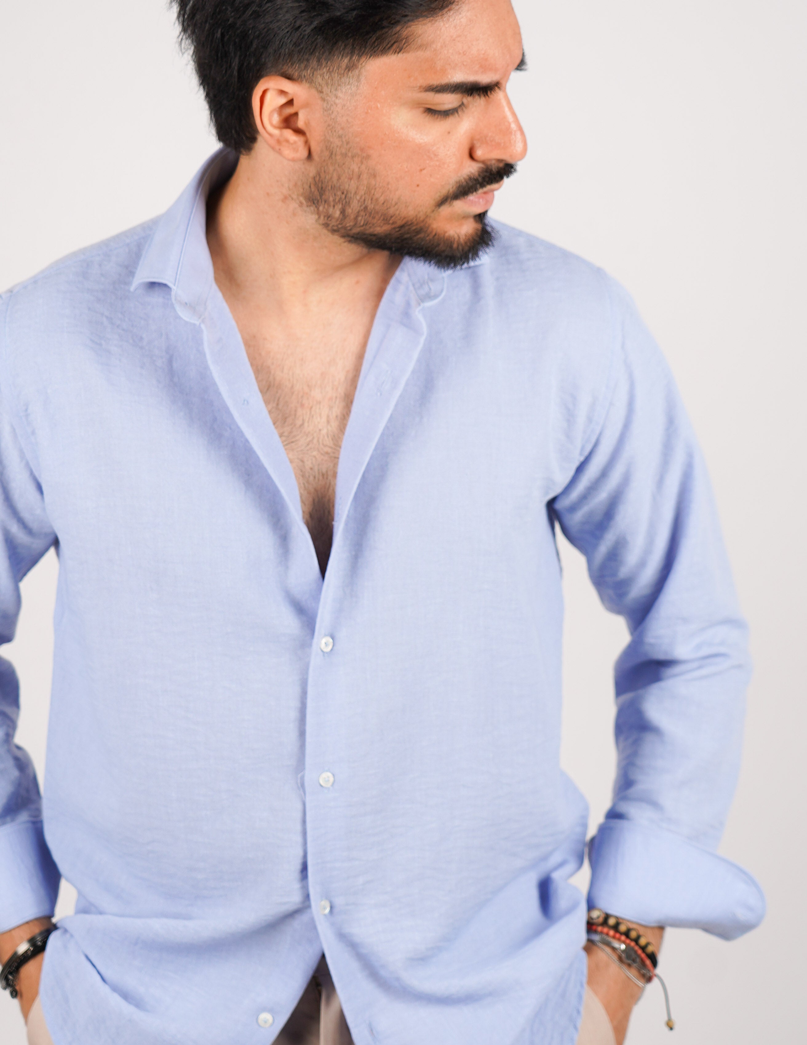 CAMICIA IN TESSUTO MISTO LINO STRUTTURATO