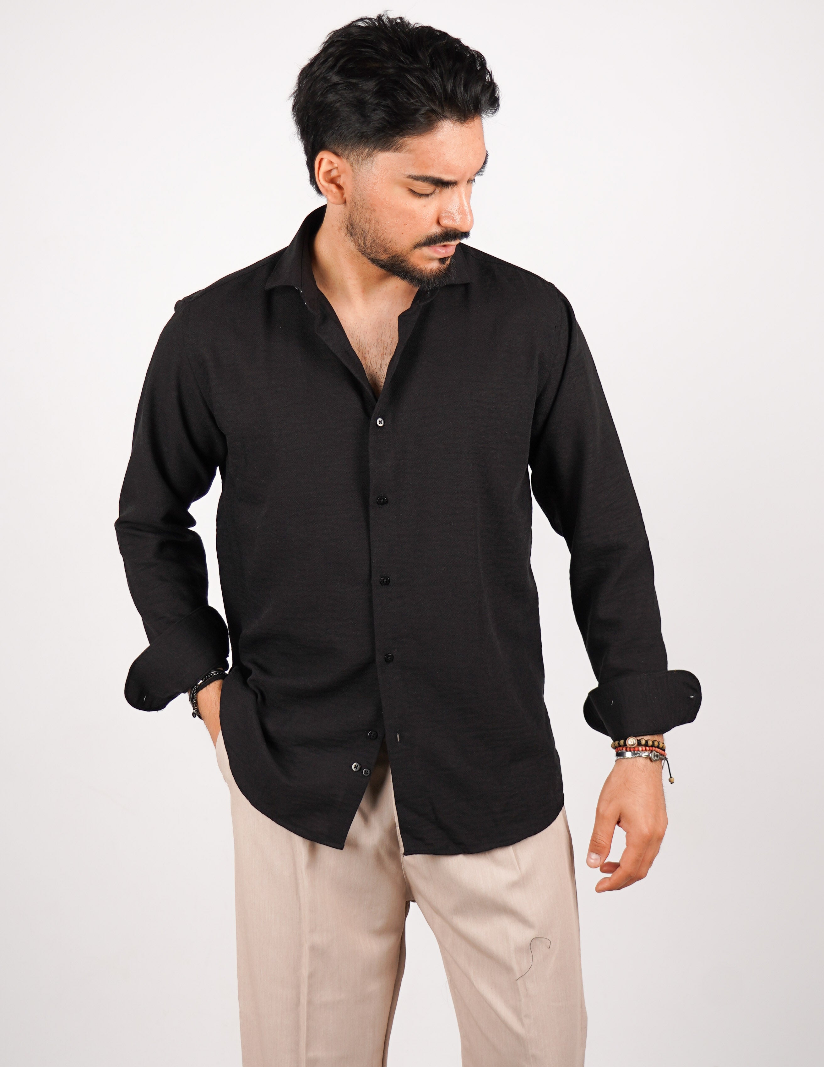 CAMICIA IN TESSUTO MISTO LINO STRUTTURATO