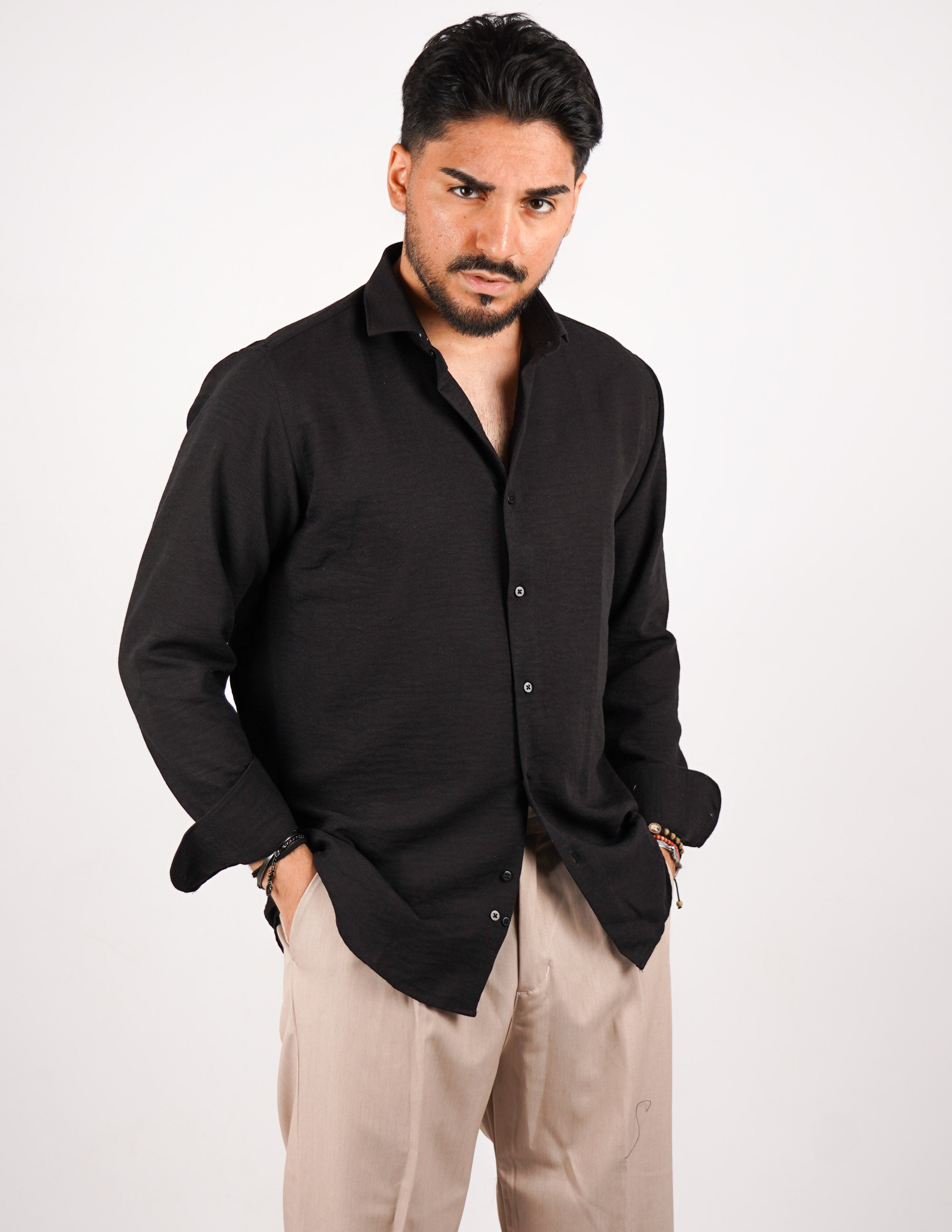 CAMICIA IN TESSUTO MISTO LINO STRUTTURATO