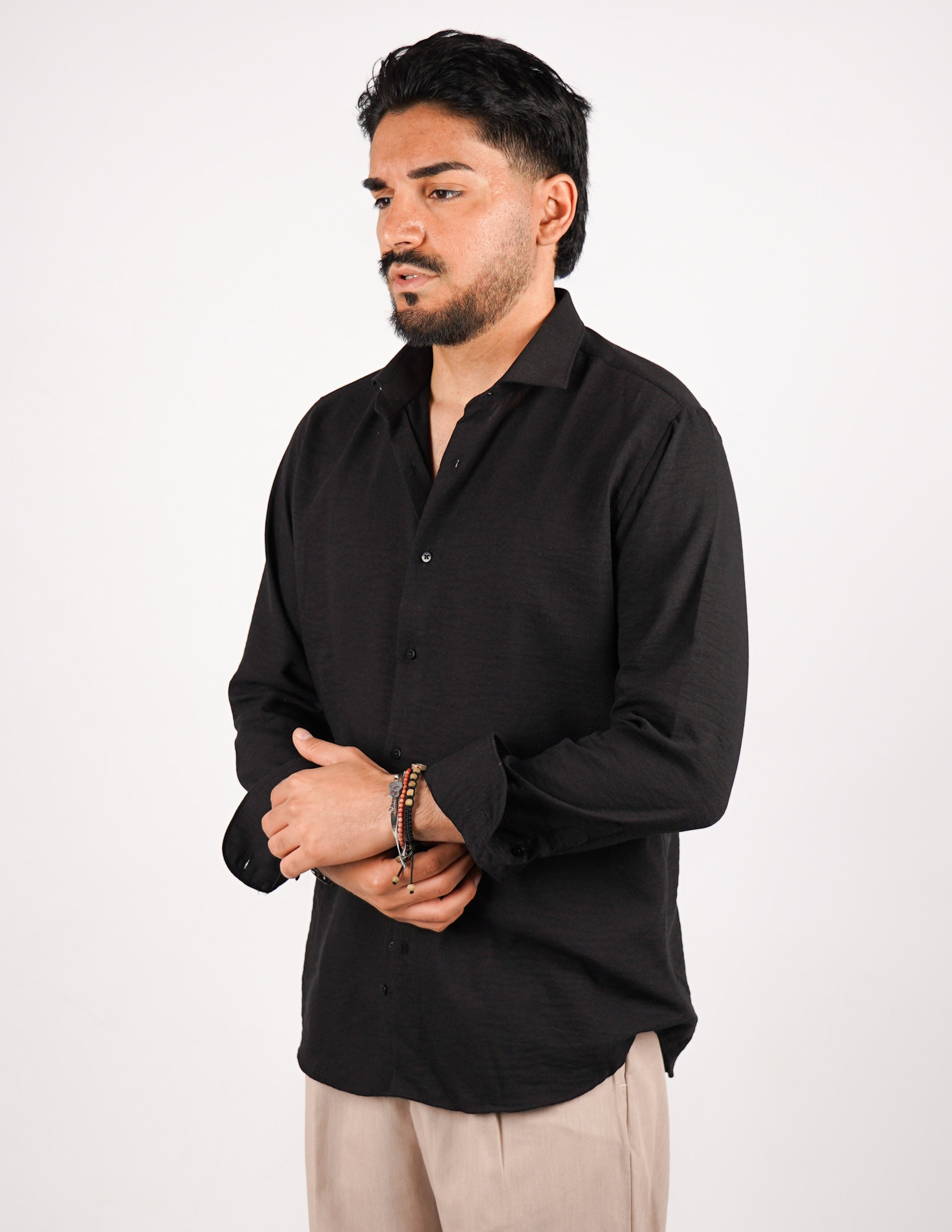 CAMICIA IN TESSUTO MISTO LINO STRUTTURATO