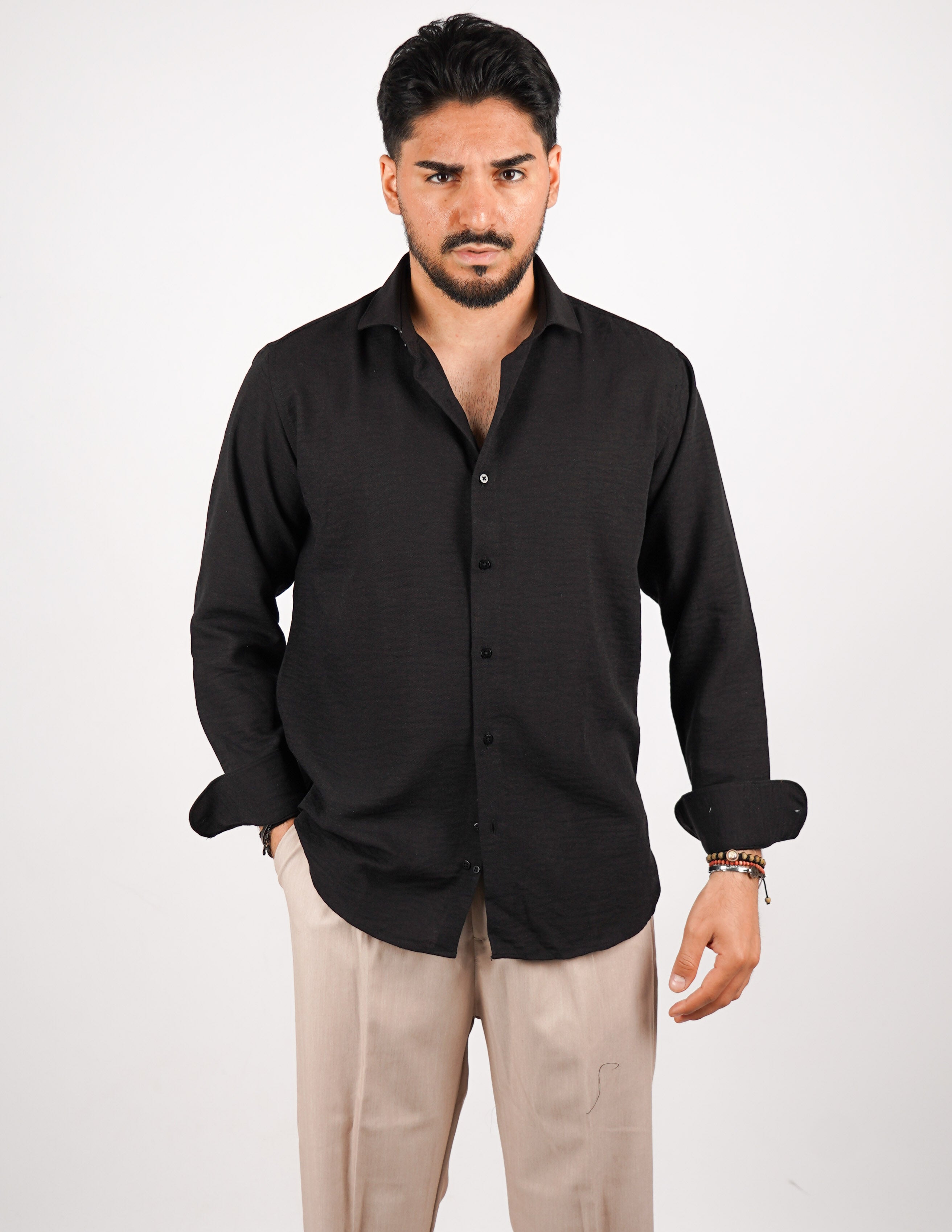 CAMICIA IN TESSUTO MISTO LINO STRUTTURATO