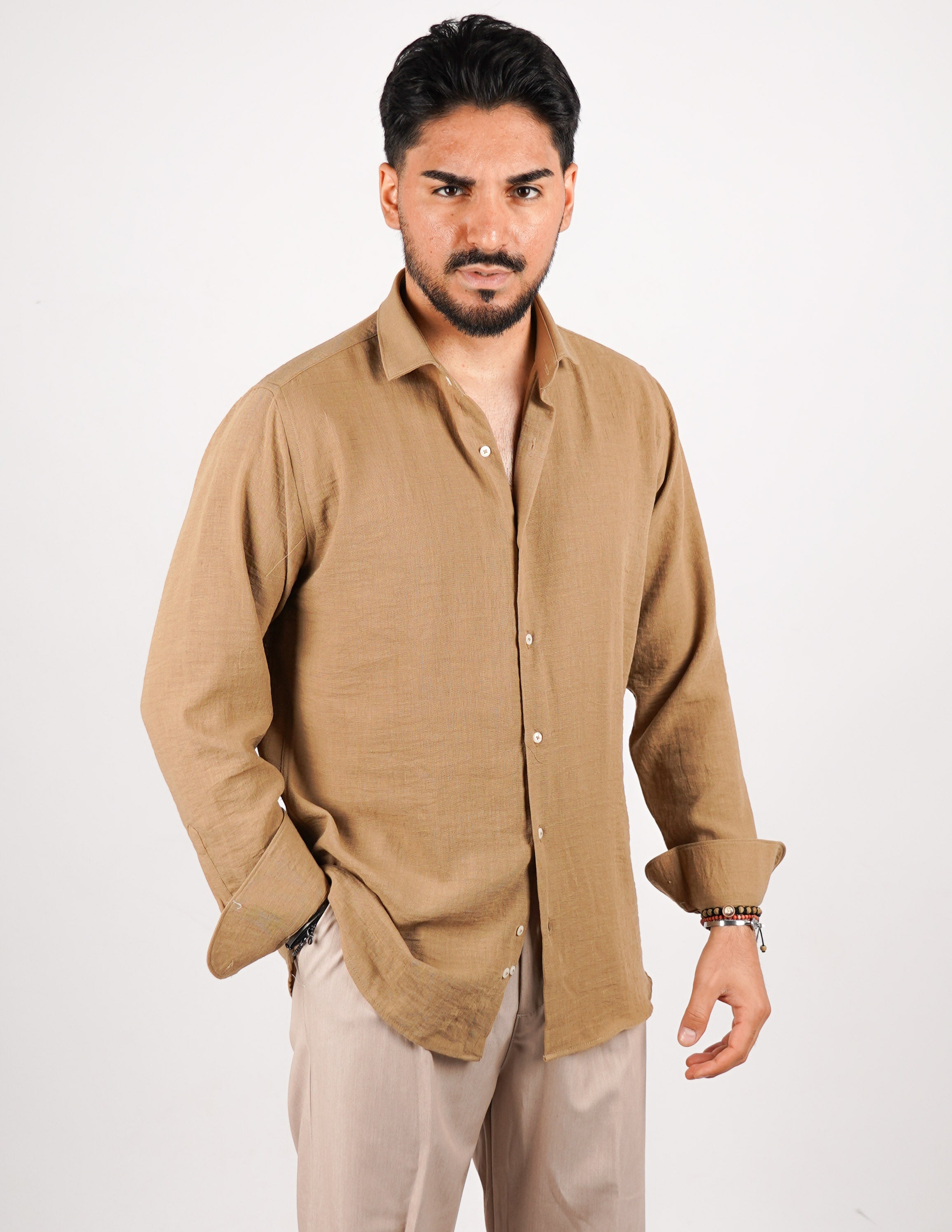 CAMICIA IN TESSUTO MISTO LINO STRUTTURATO