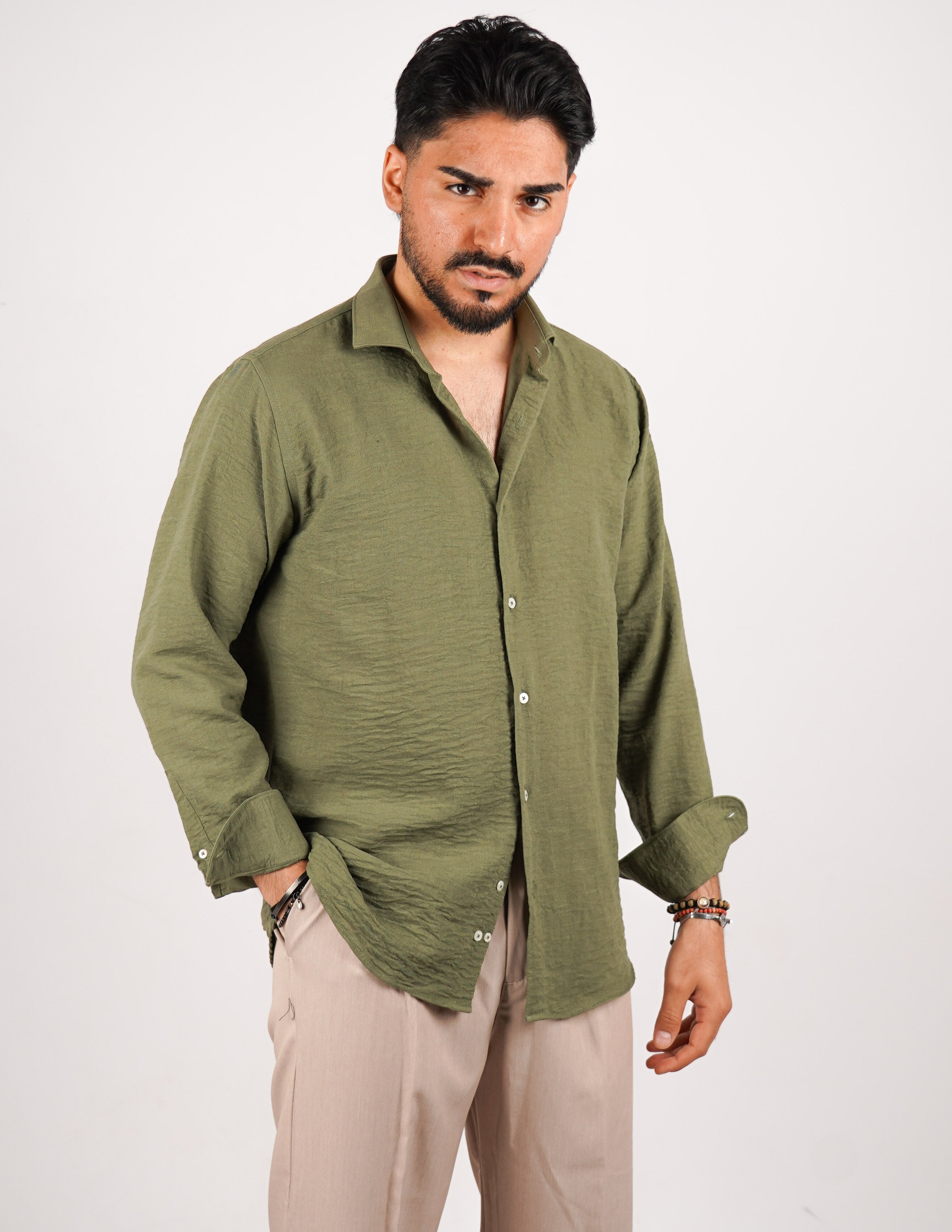 CAMICIA IN TESSUTO MISTO LINO STRUTTURATO