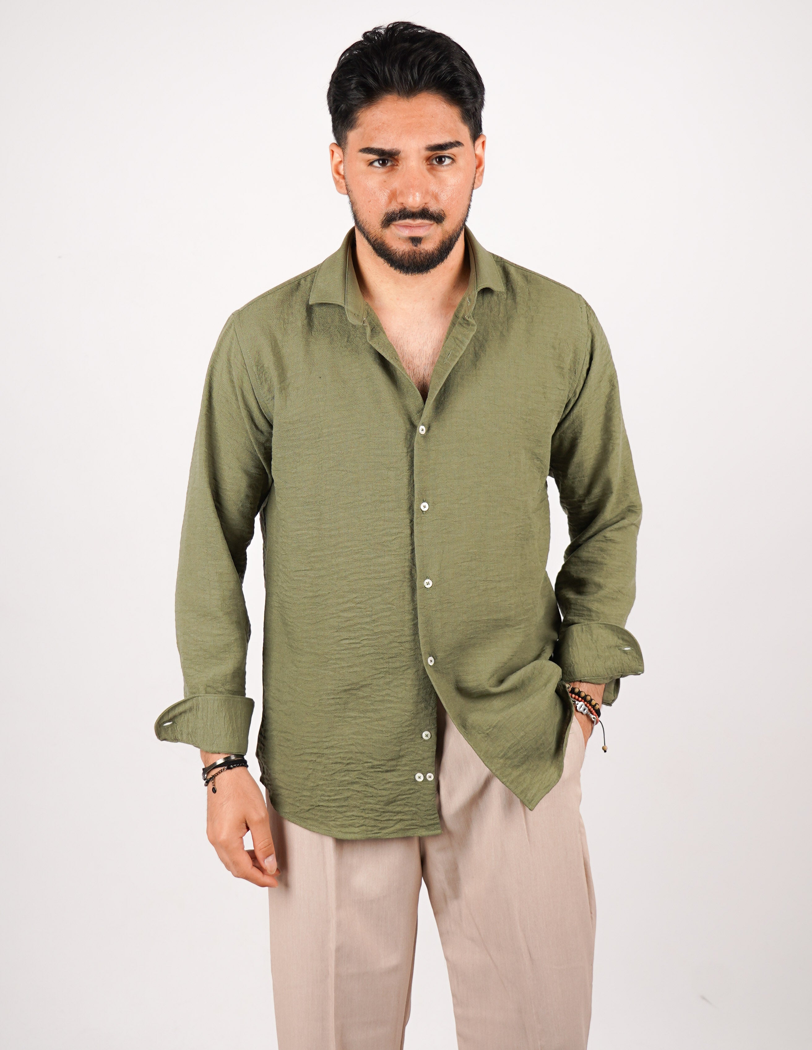 CAMICIA IN TESSUTO MISTO LINO STRUTTURATO