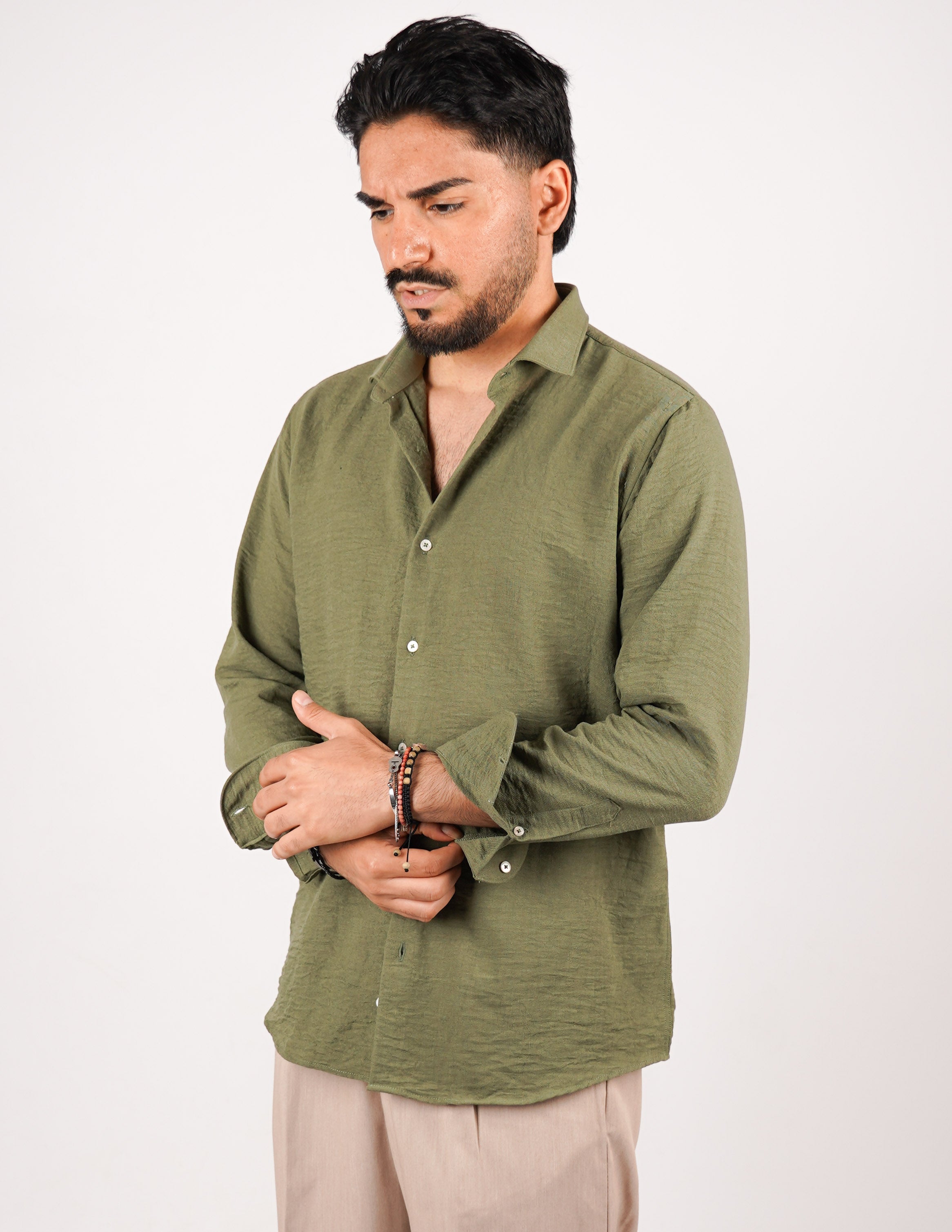 CAMICIA IN TESSUTO MISTO LINO STRUTTURATO