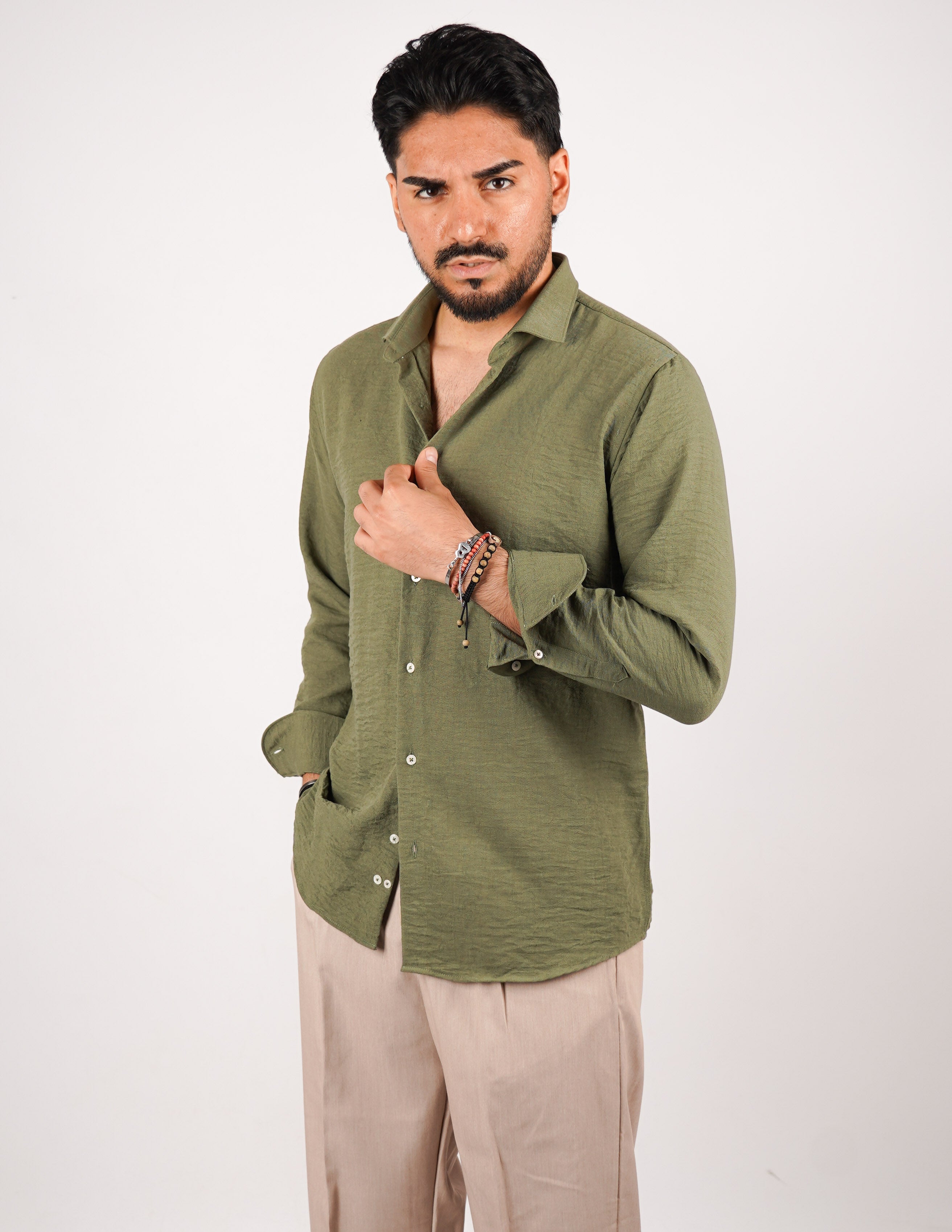 CAMICIA IN TESSUTO MISTO LINO STRUTTURATO