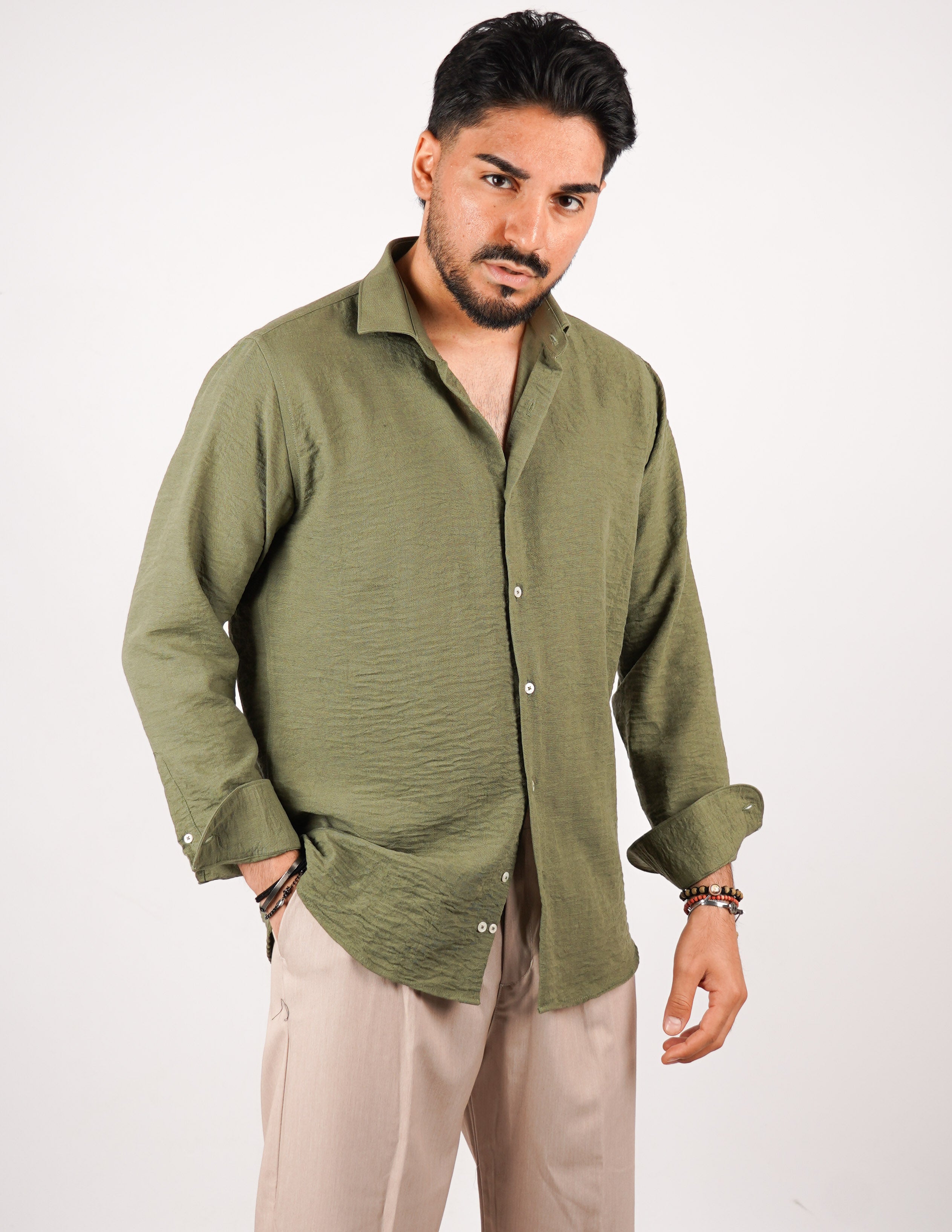 CAMICIA IN TESSUTO MISTO LINO STRUTTURATO