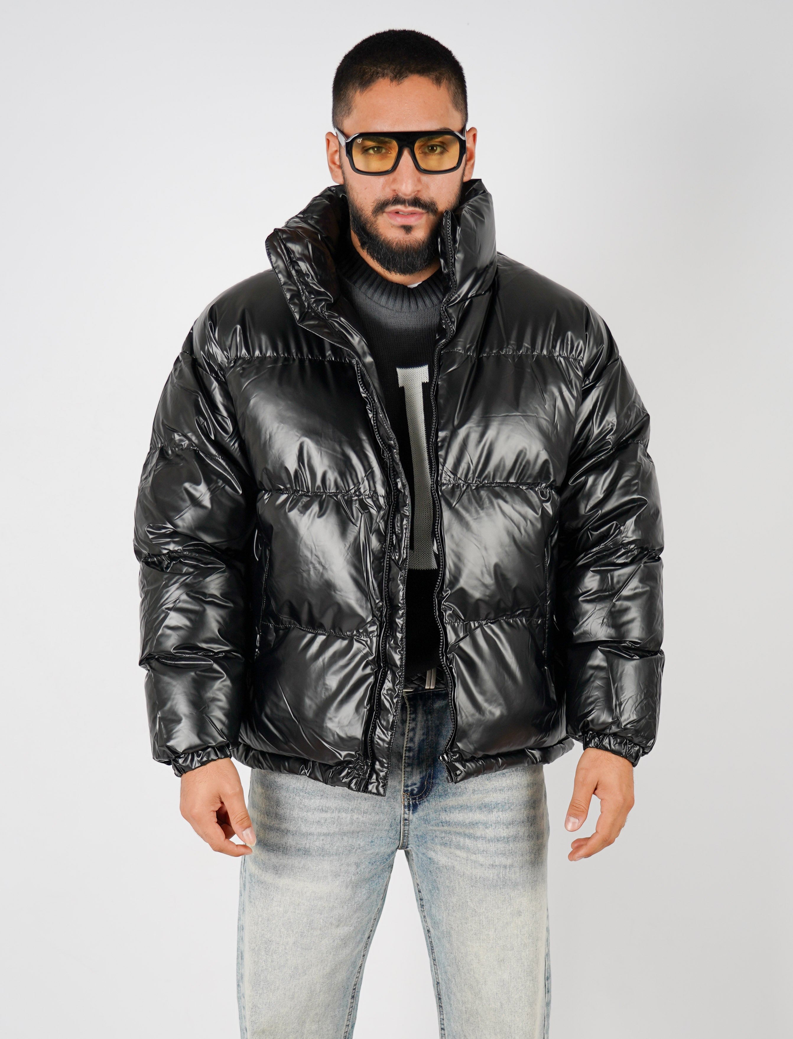 Bomber lucido con collo