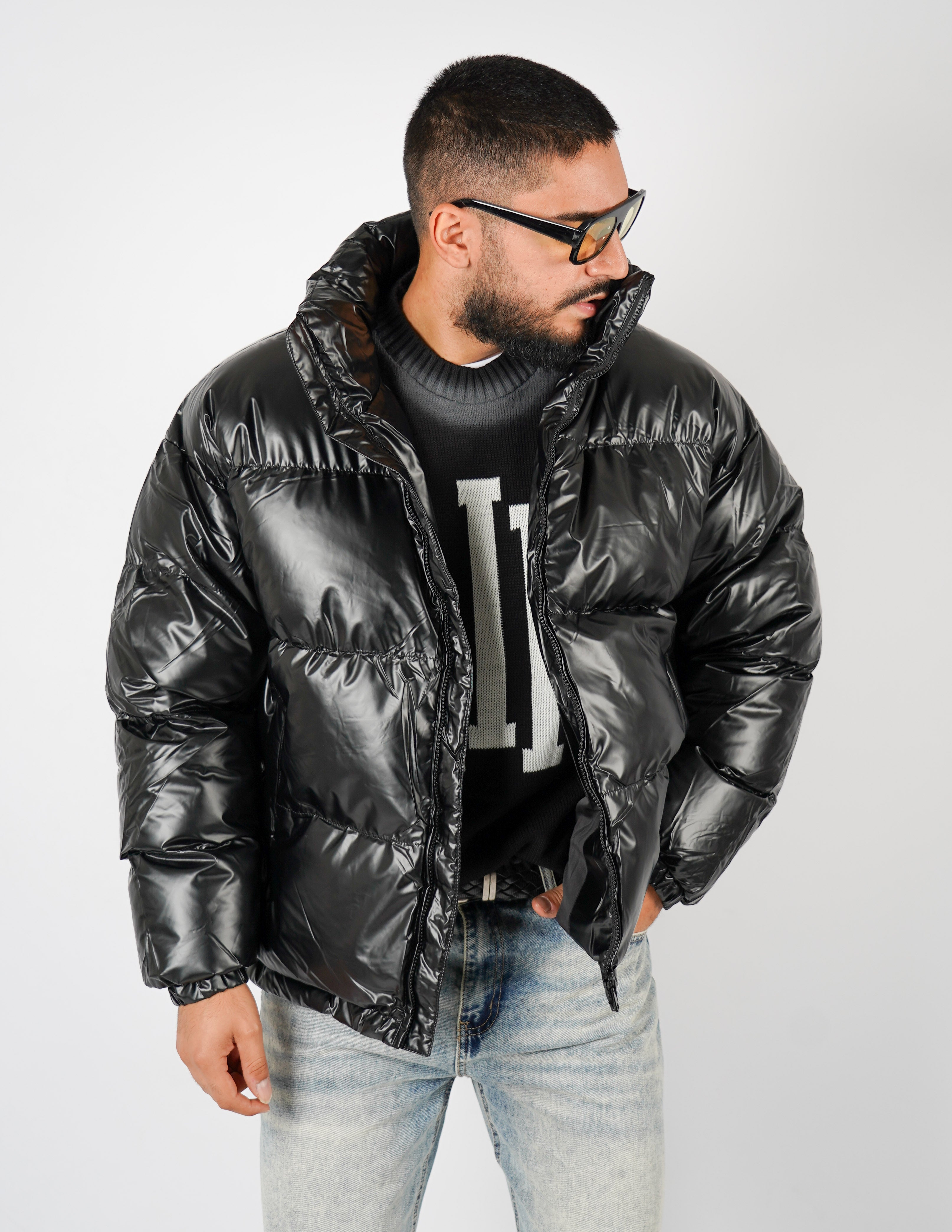 Bomber lucido con collo