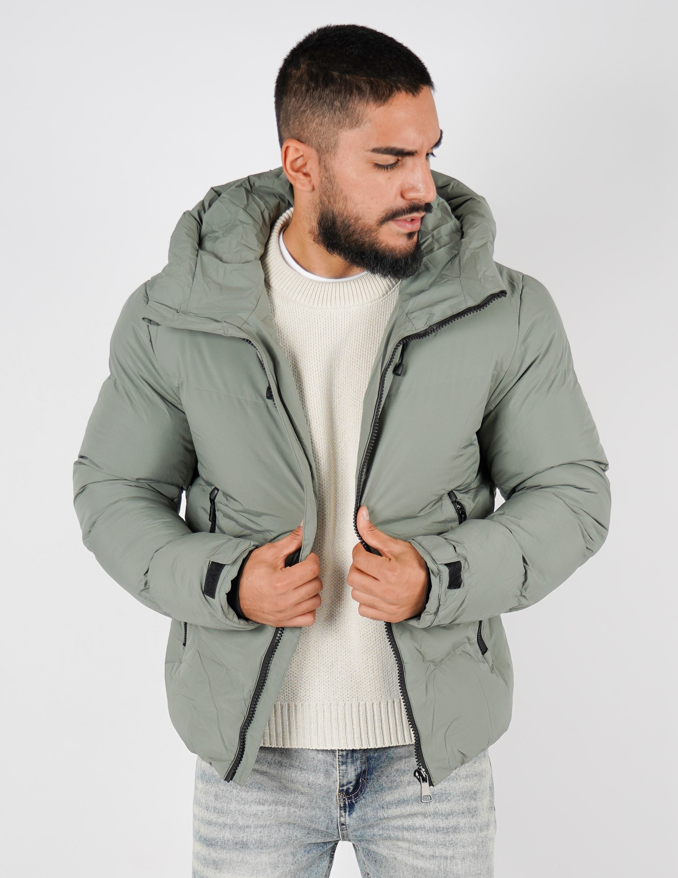 Bomber con cappuccio tinta unita