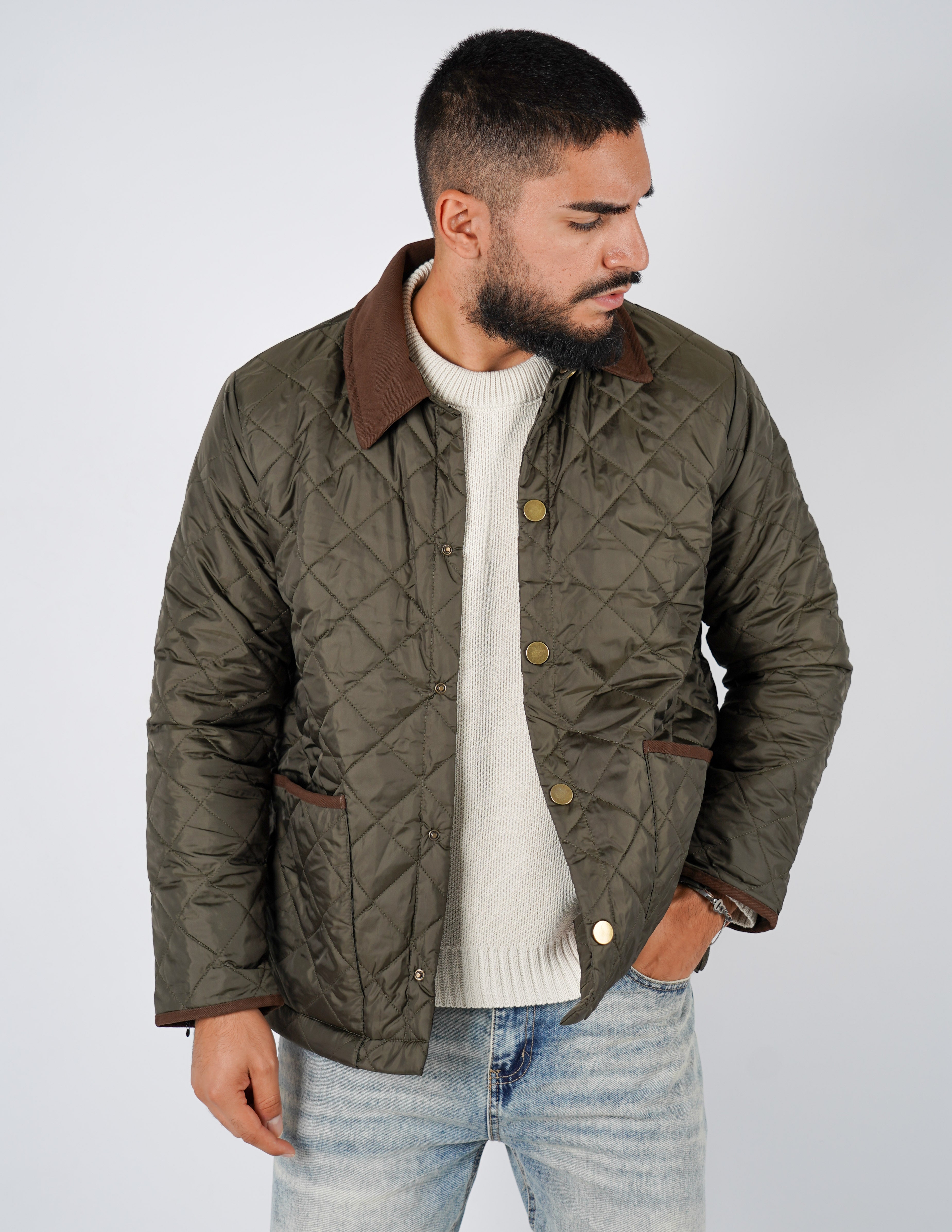 Giubbino uomo trapuntato con collo in velluto