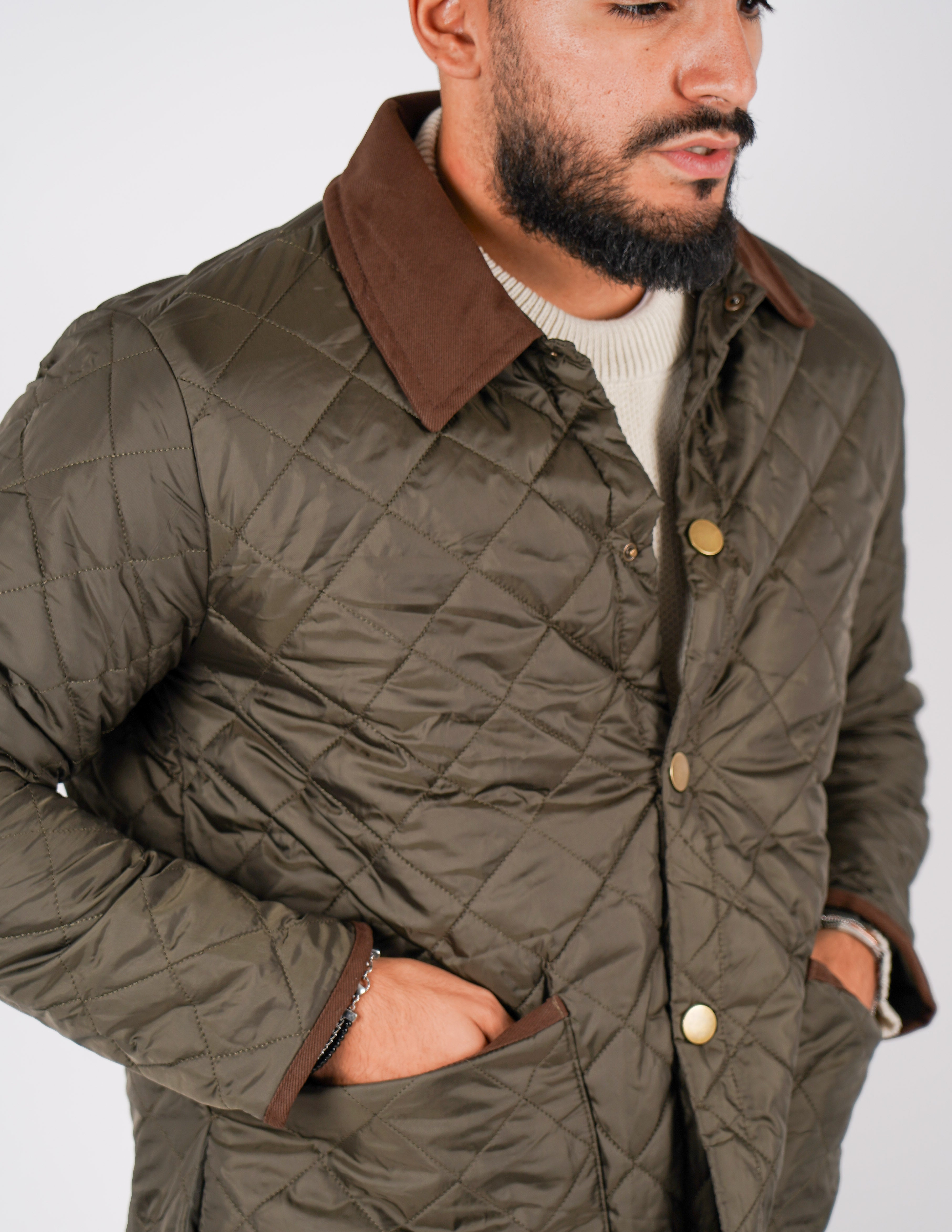 Giubbino uomo trapuntato con collo in velluto