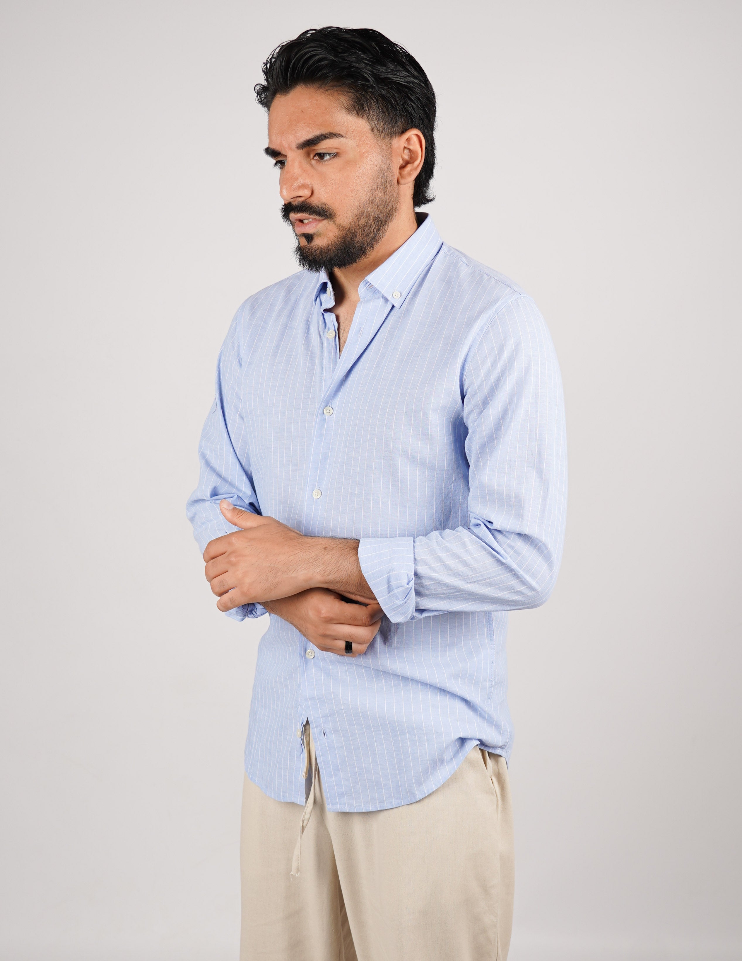 CAMICIA IN MISTO LINO BOTTON DOWN
