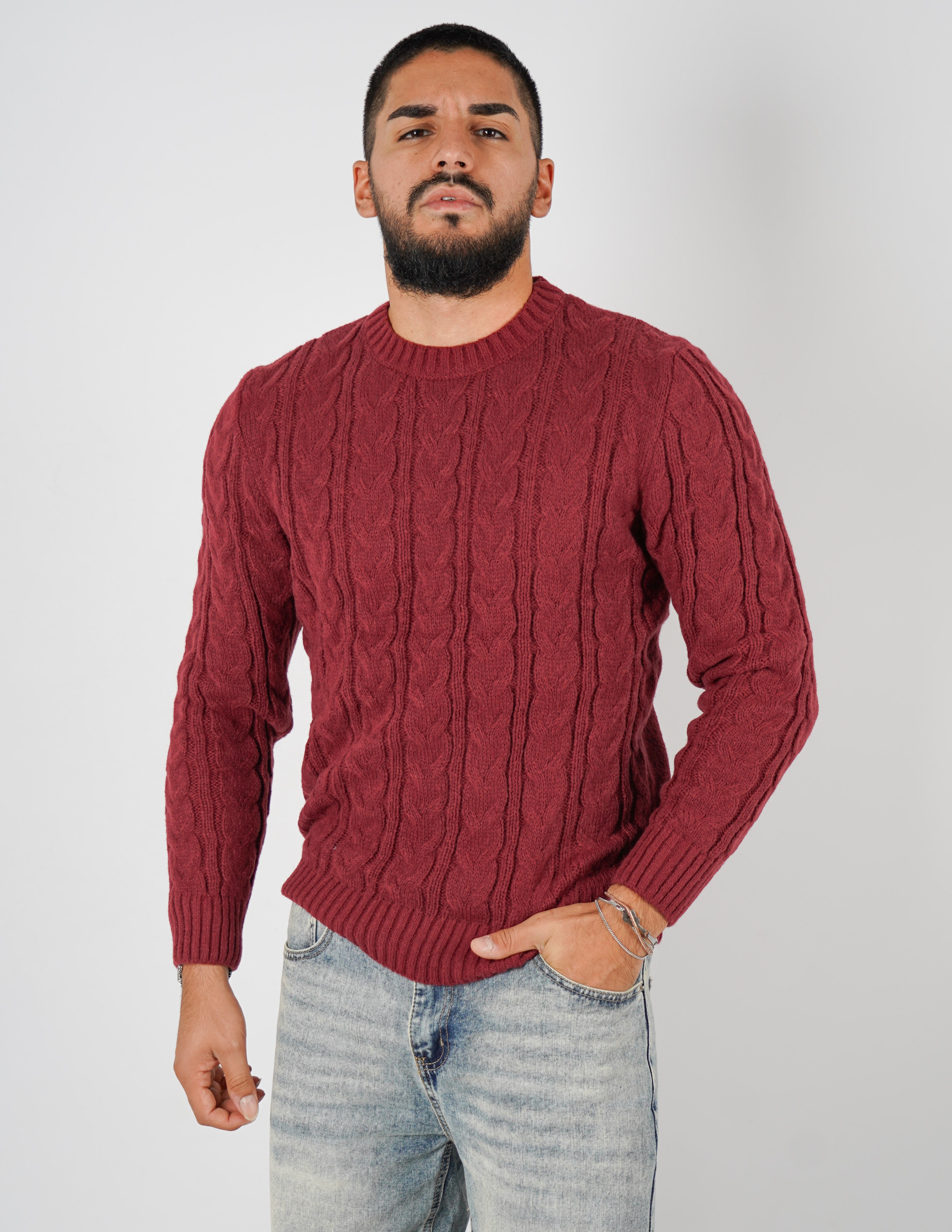 Maglione manica lunga intrecciato