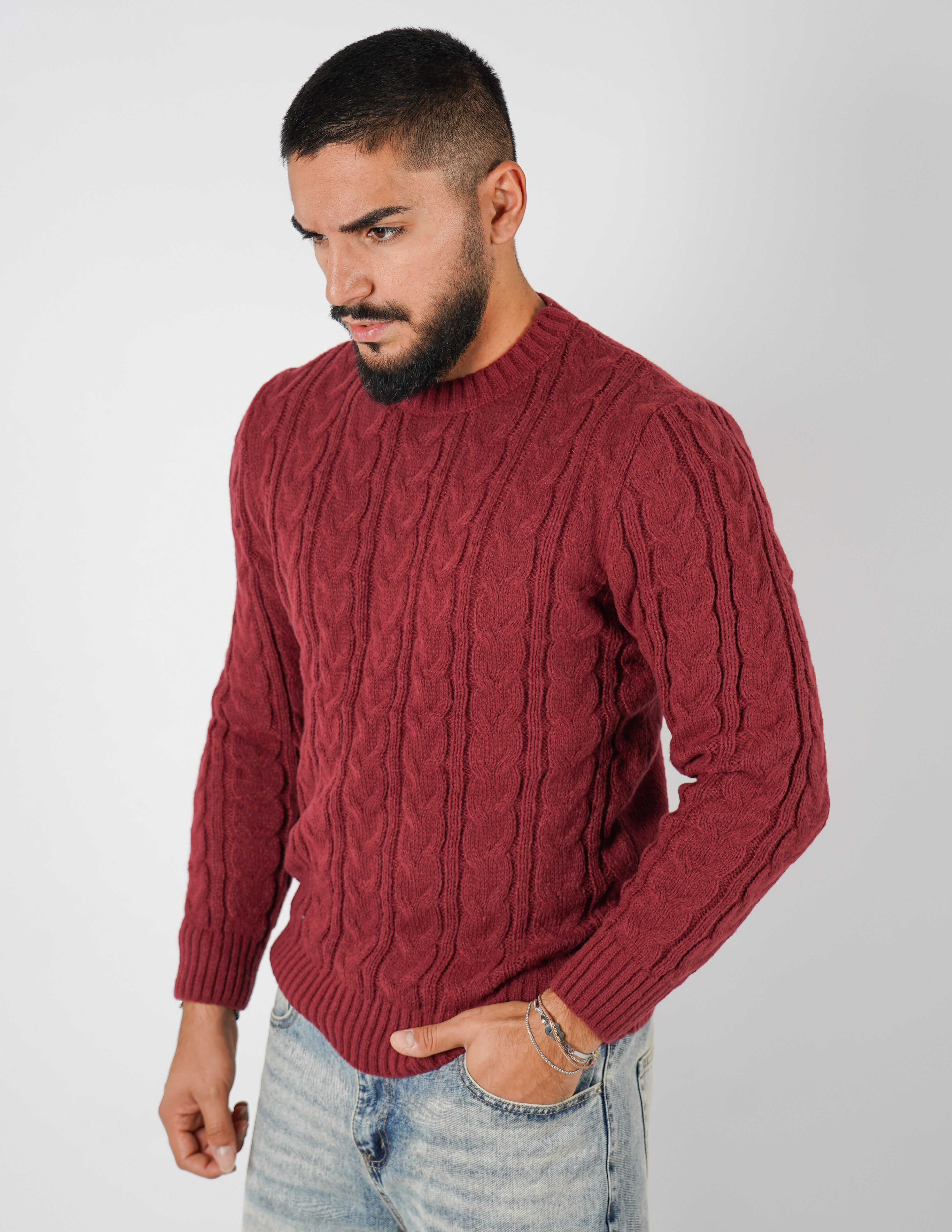 Maglione manica lunga intrecciato