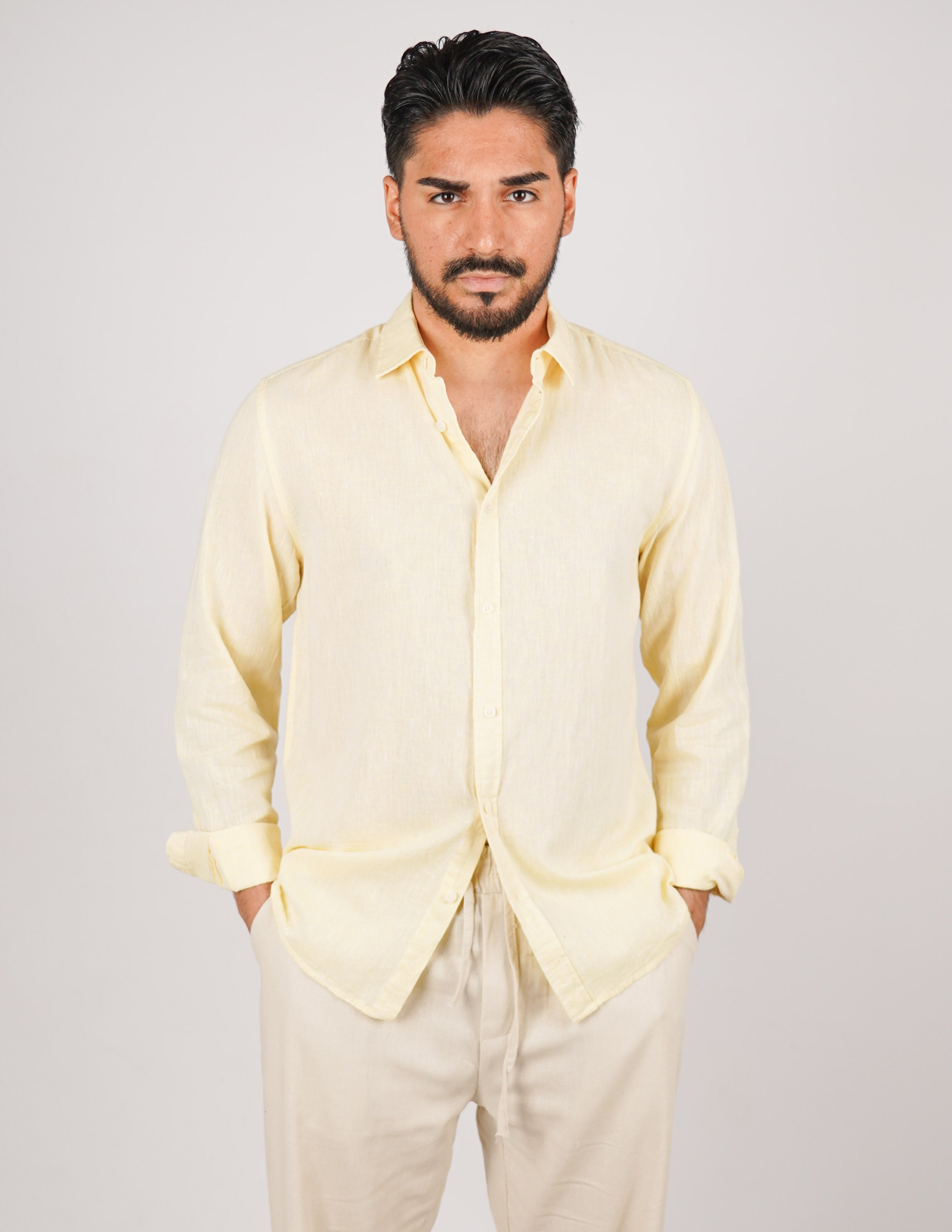 camicia uomo profumata in lino collo classico