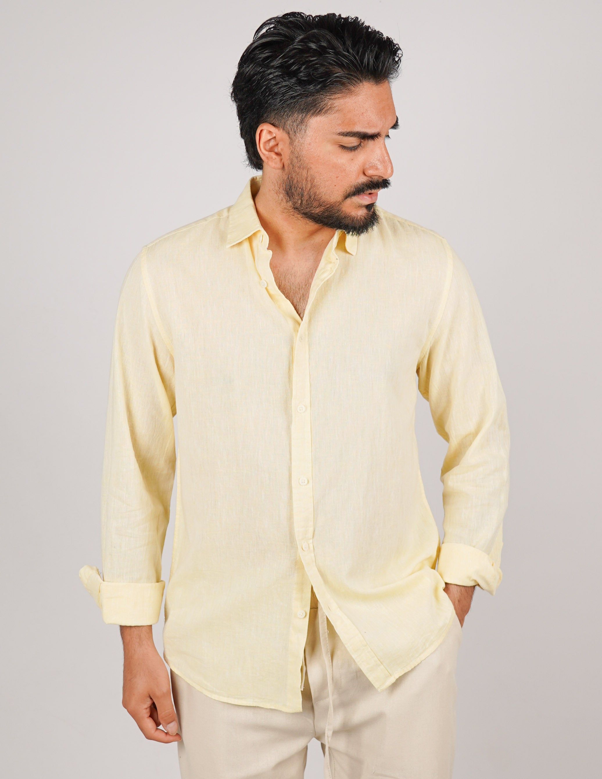 camicia uomo profumata in lino collo classico