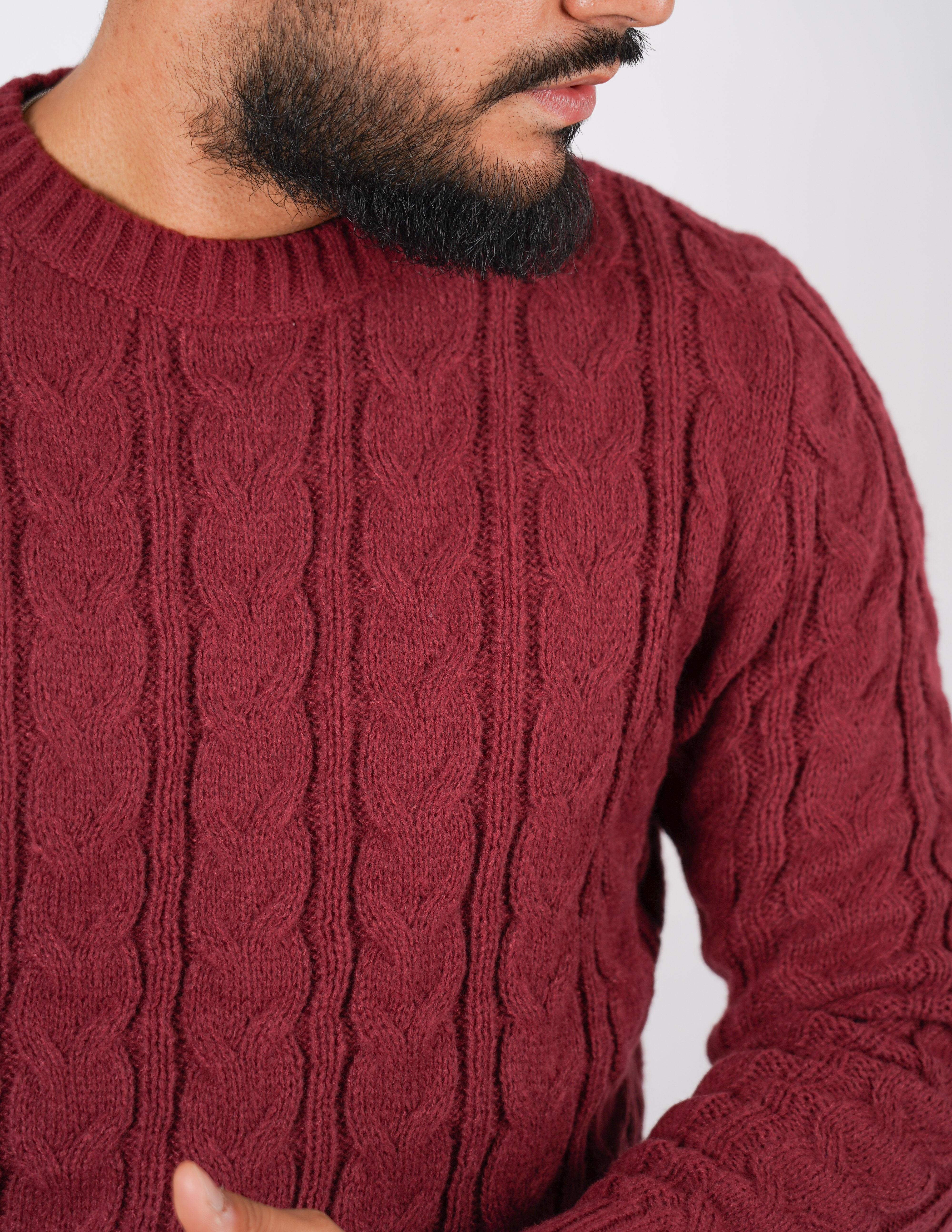 Maglione manica lunga intrecciato