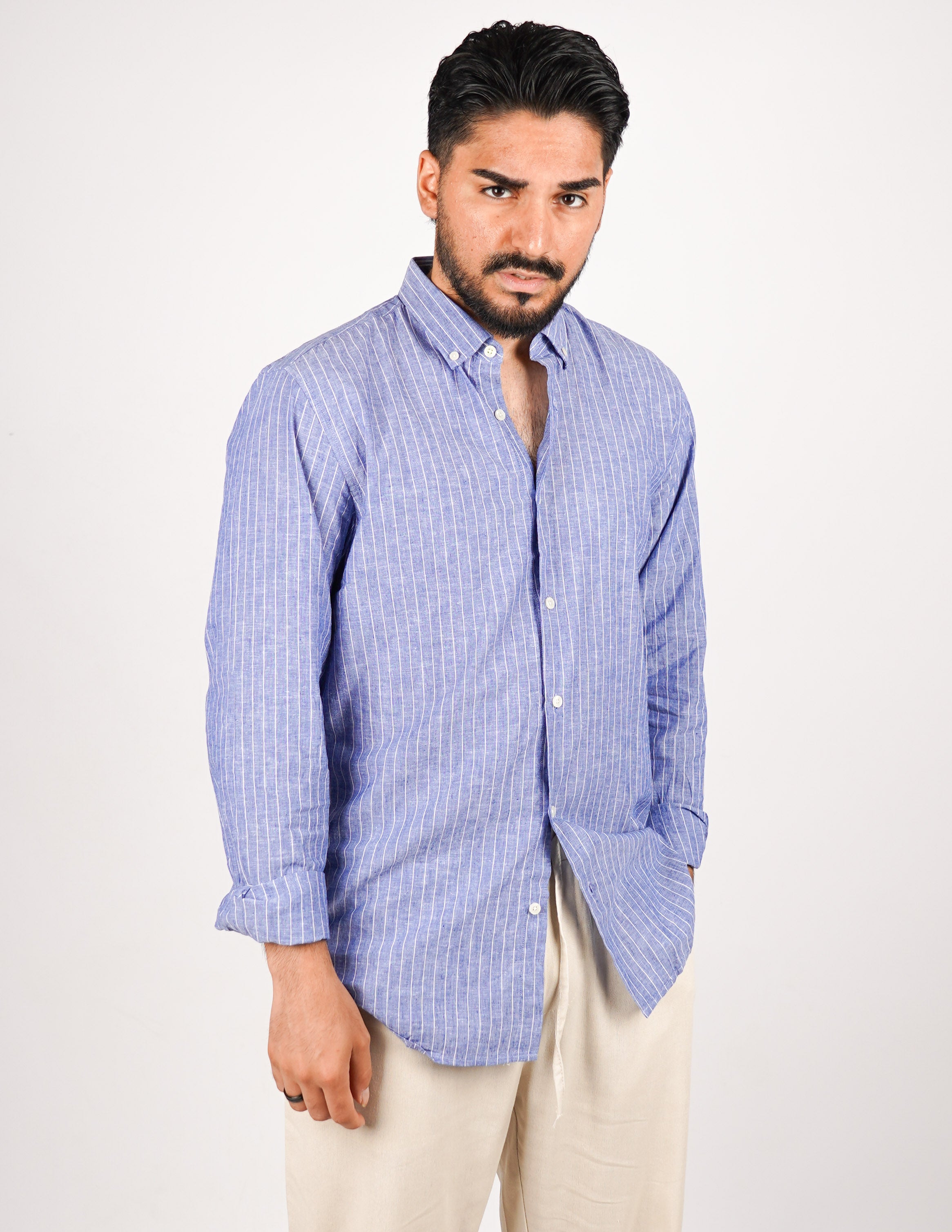CAMICIA IN MISTO LINO BOTTON DOWN