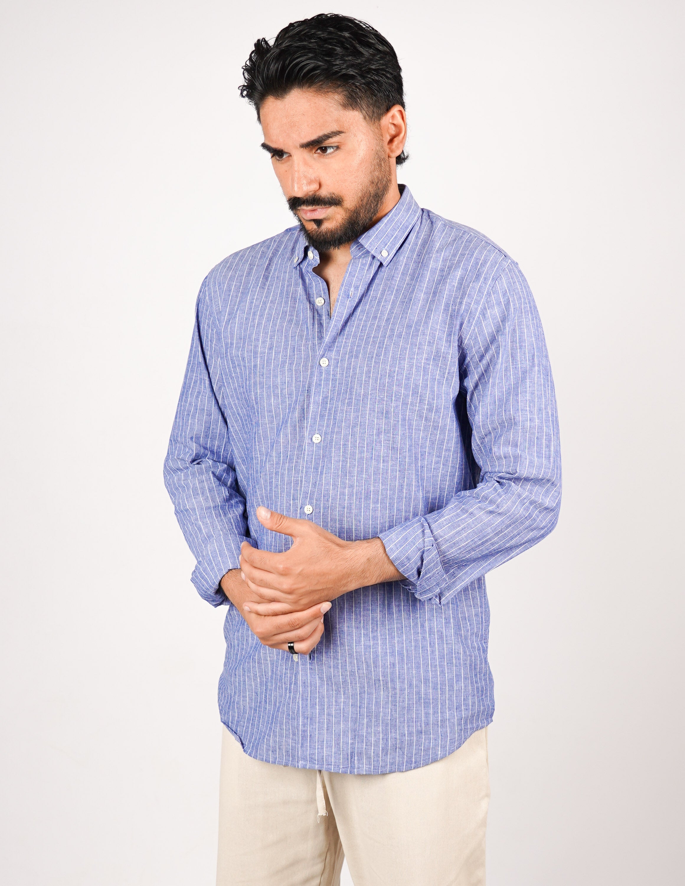 CAMICIA IN MISTO LINO BOTTON DOWN