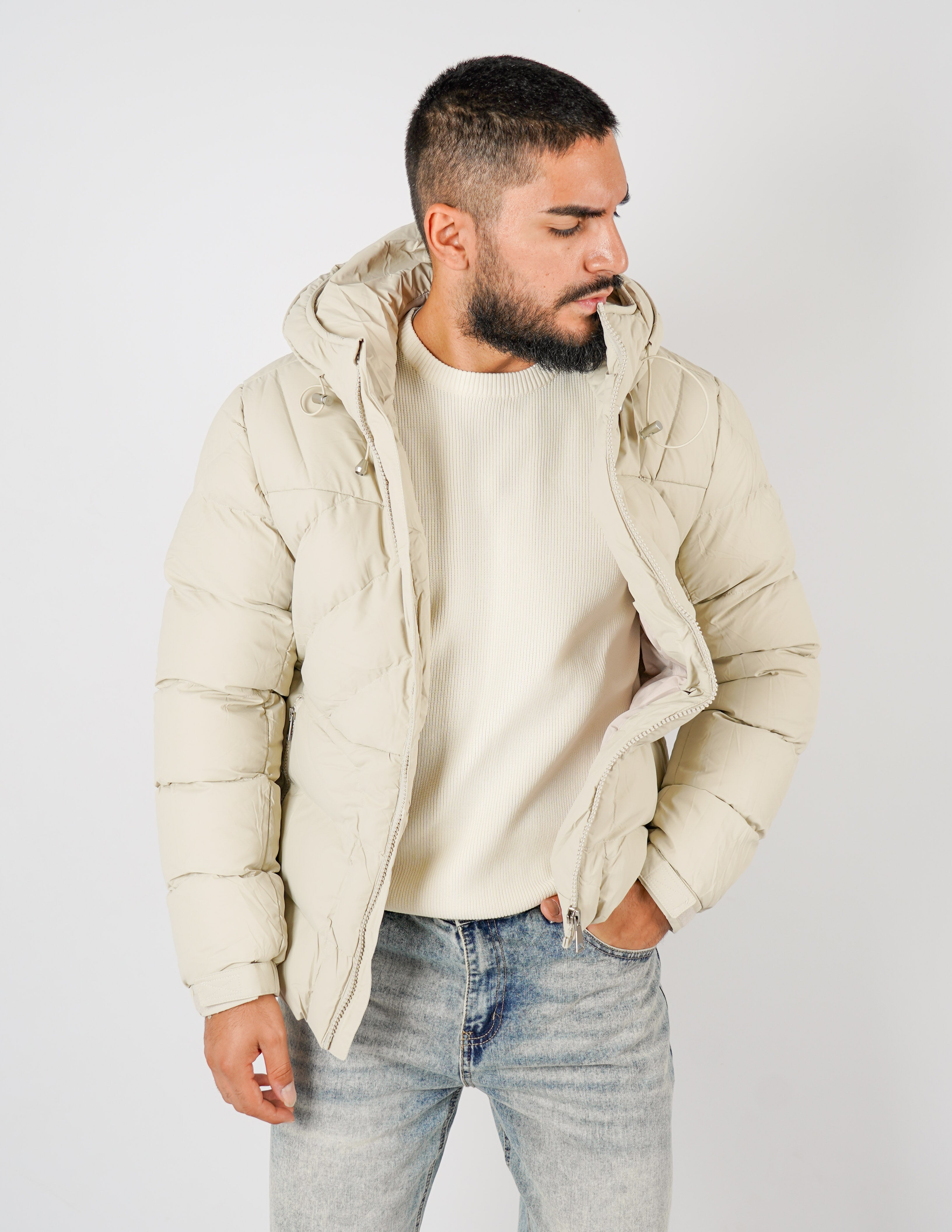 Bomber con cappuccio tinta unita
