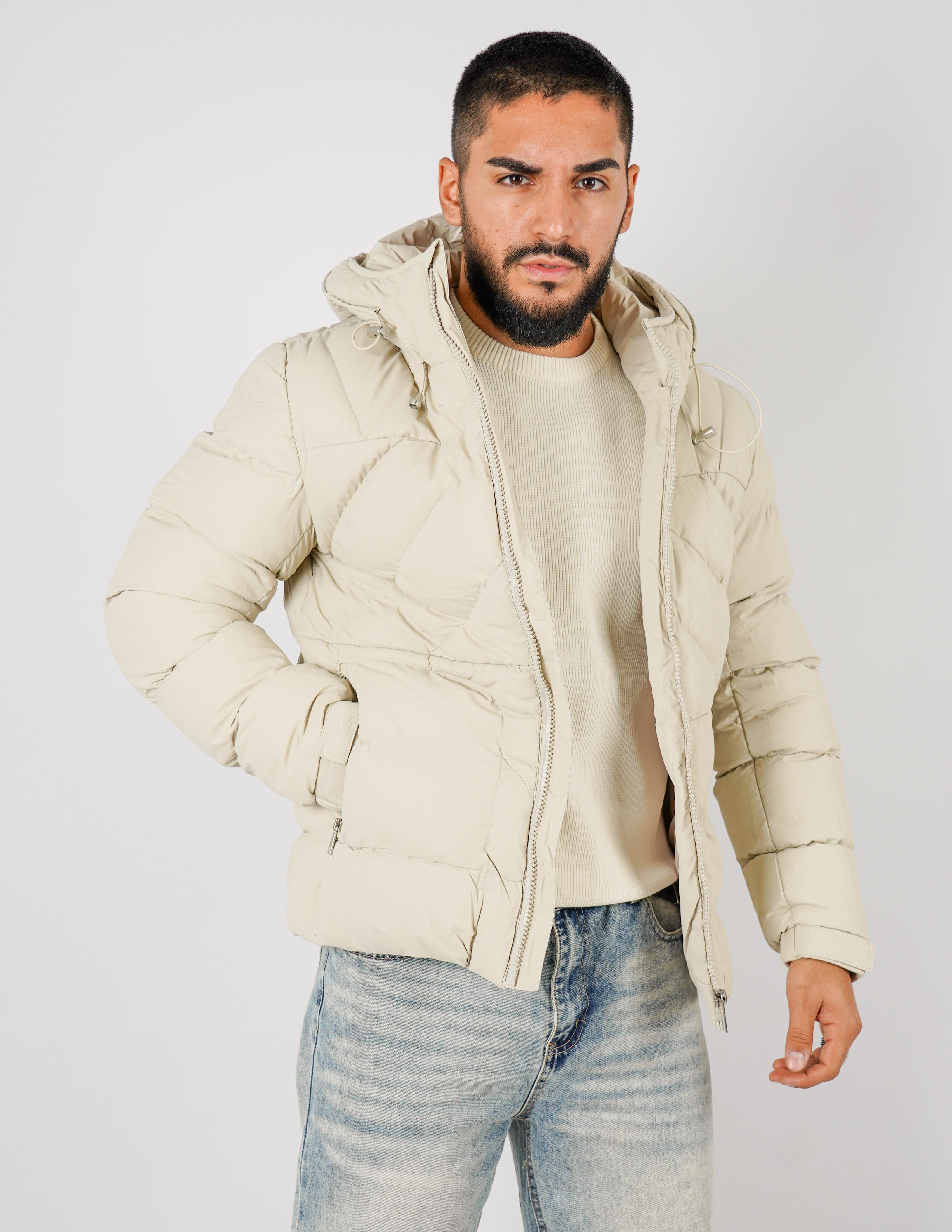 Bomber con cappuccio tinta unita