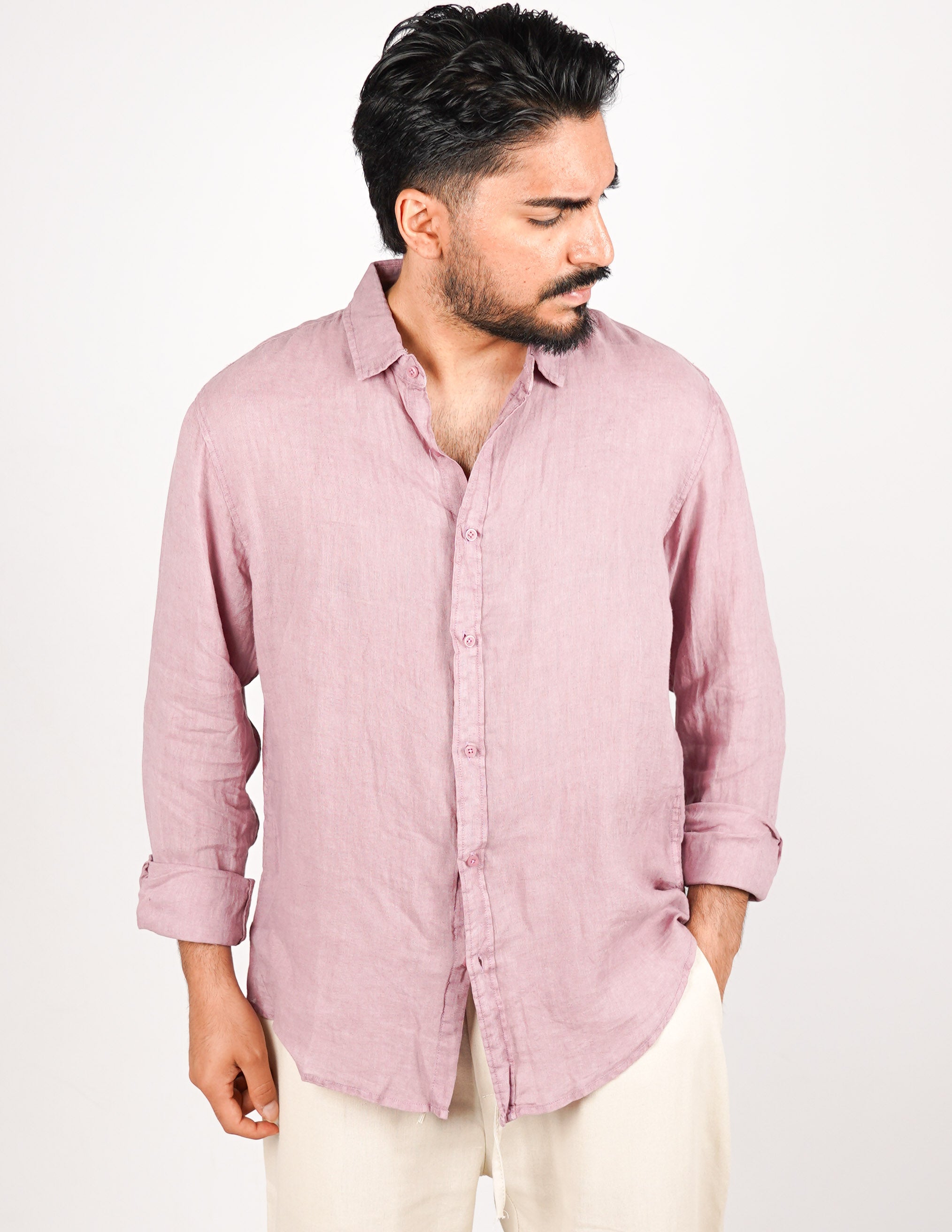 camicia uomo profumata in lino collo classico