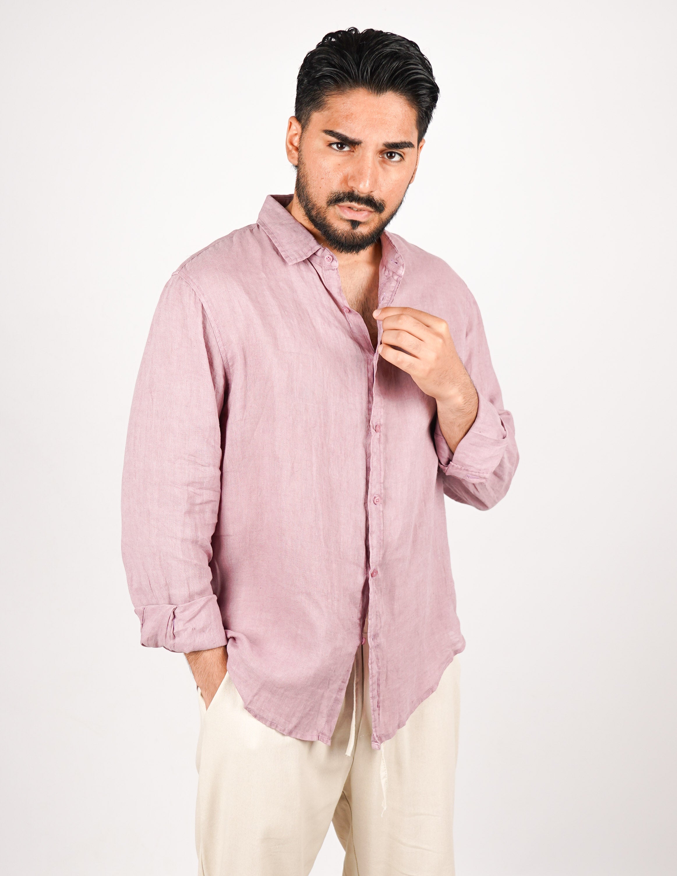 camicia uomo profumata in lino collo classico