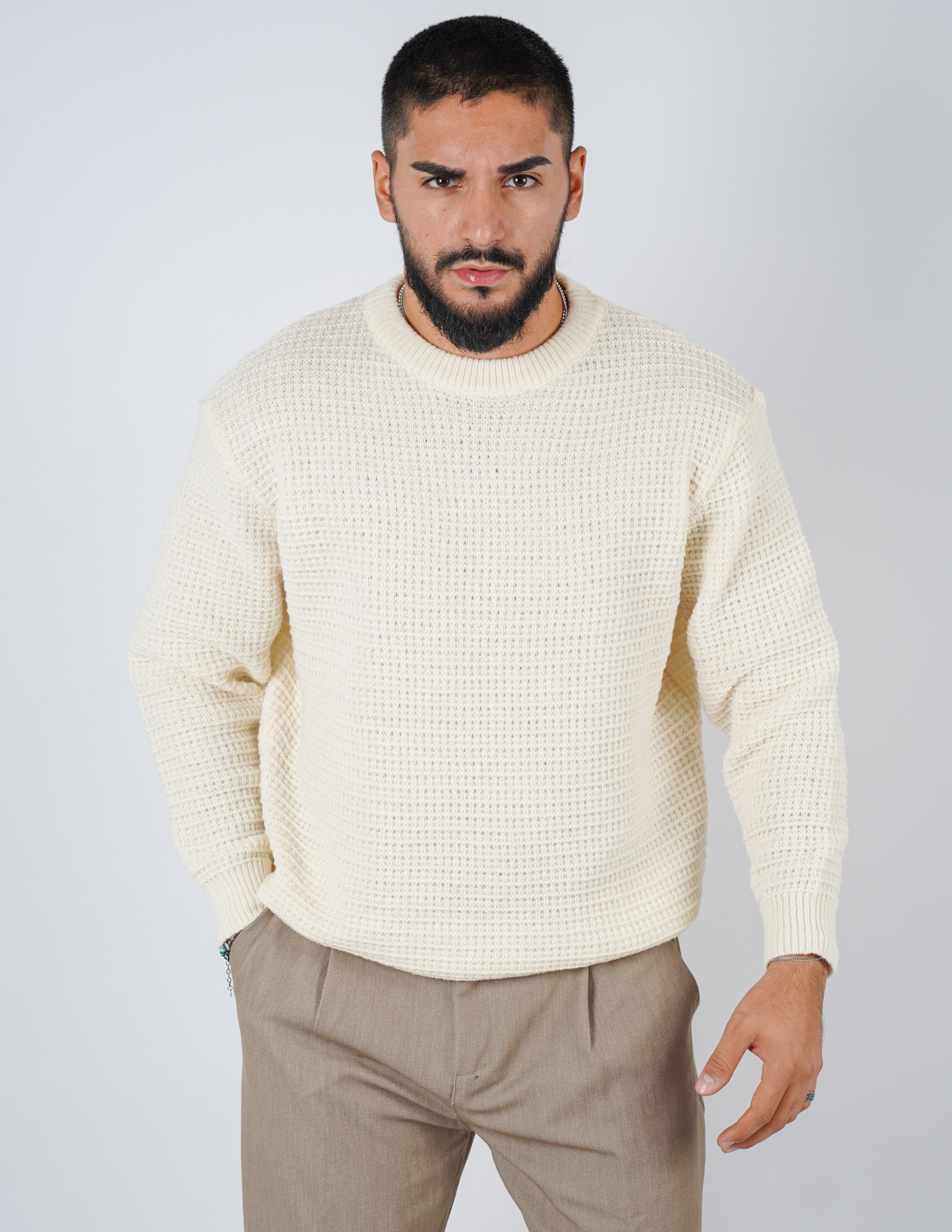 Maglione girocollo in lana pesante