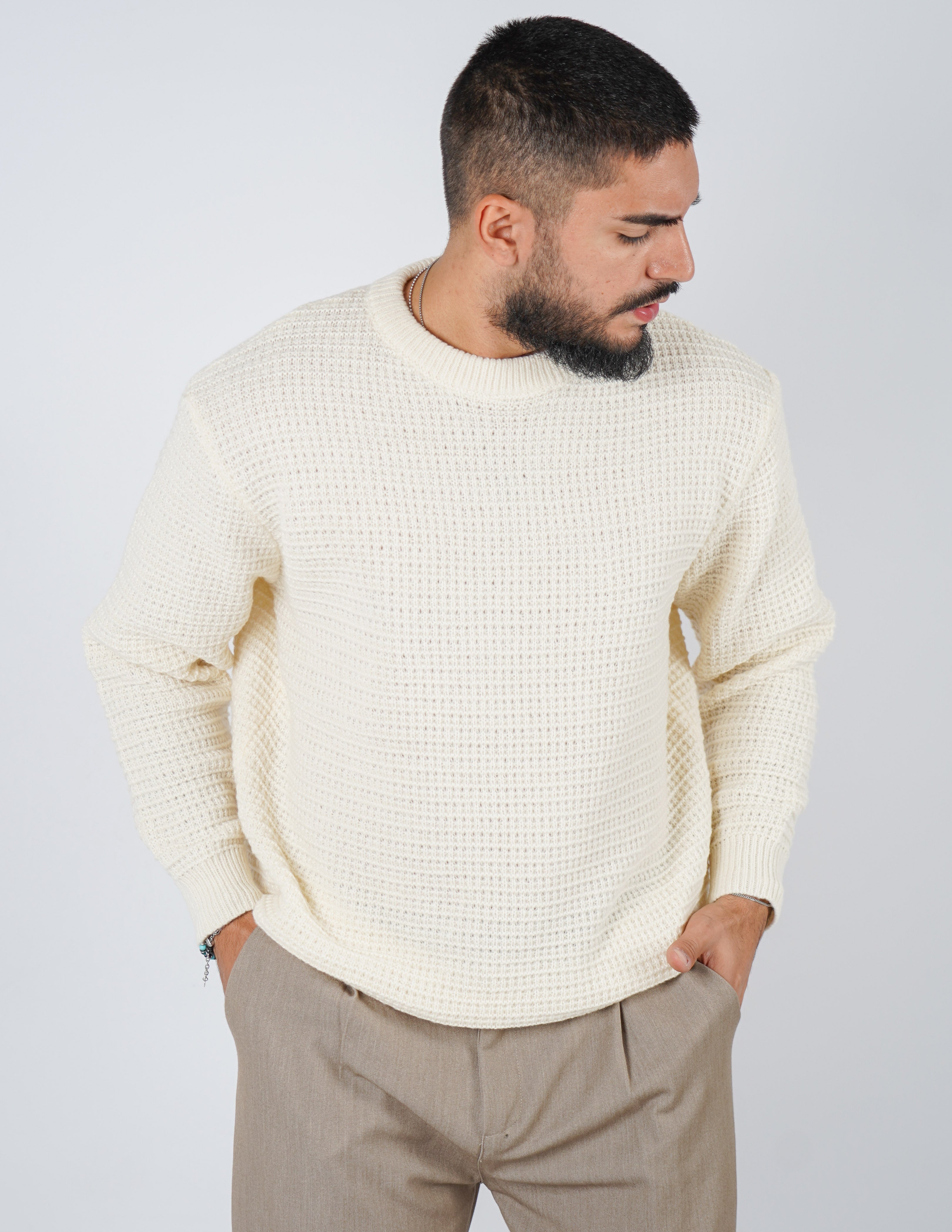 Maglione girocollo in lana pesante