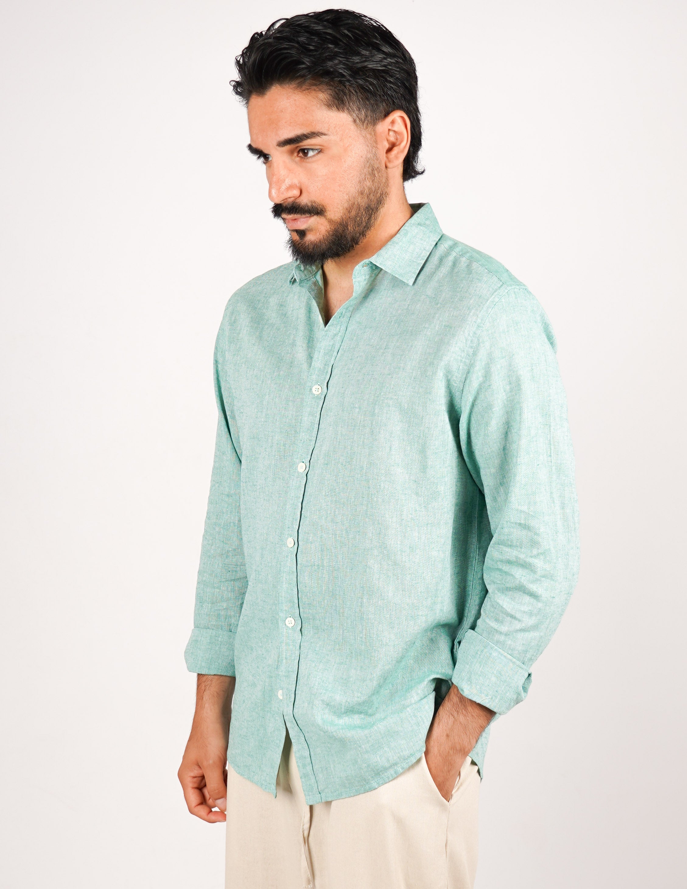 camicia uomo profumata in lino collo classico
