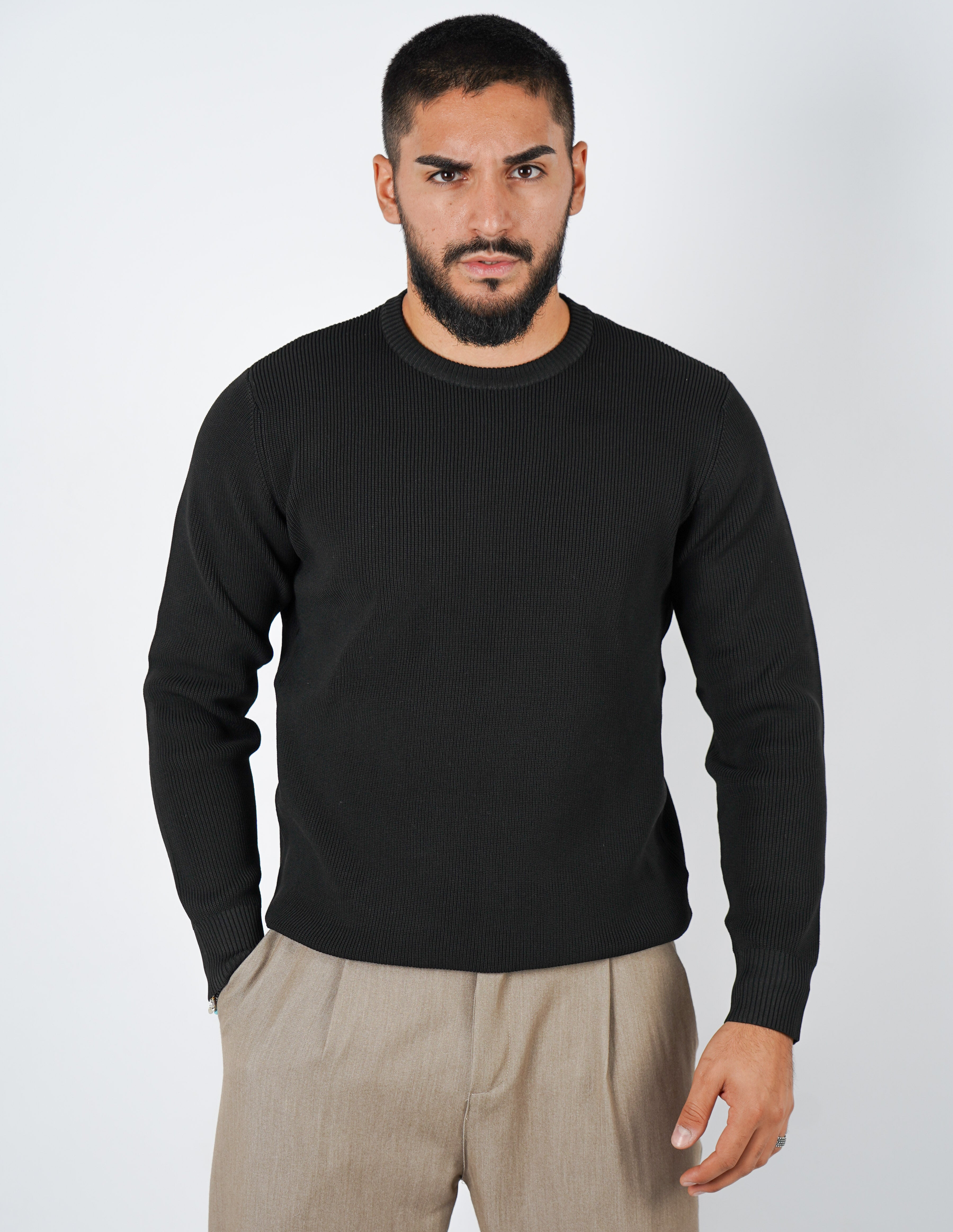 Maglione over D girocollo tessuto tech