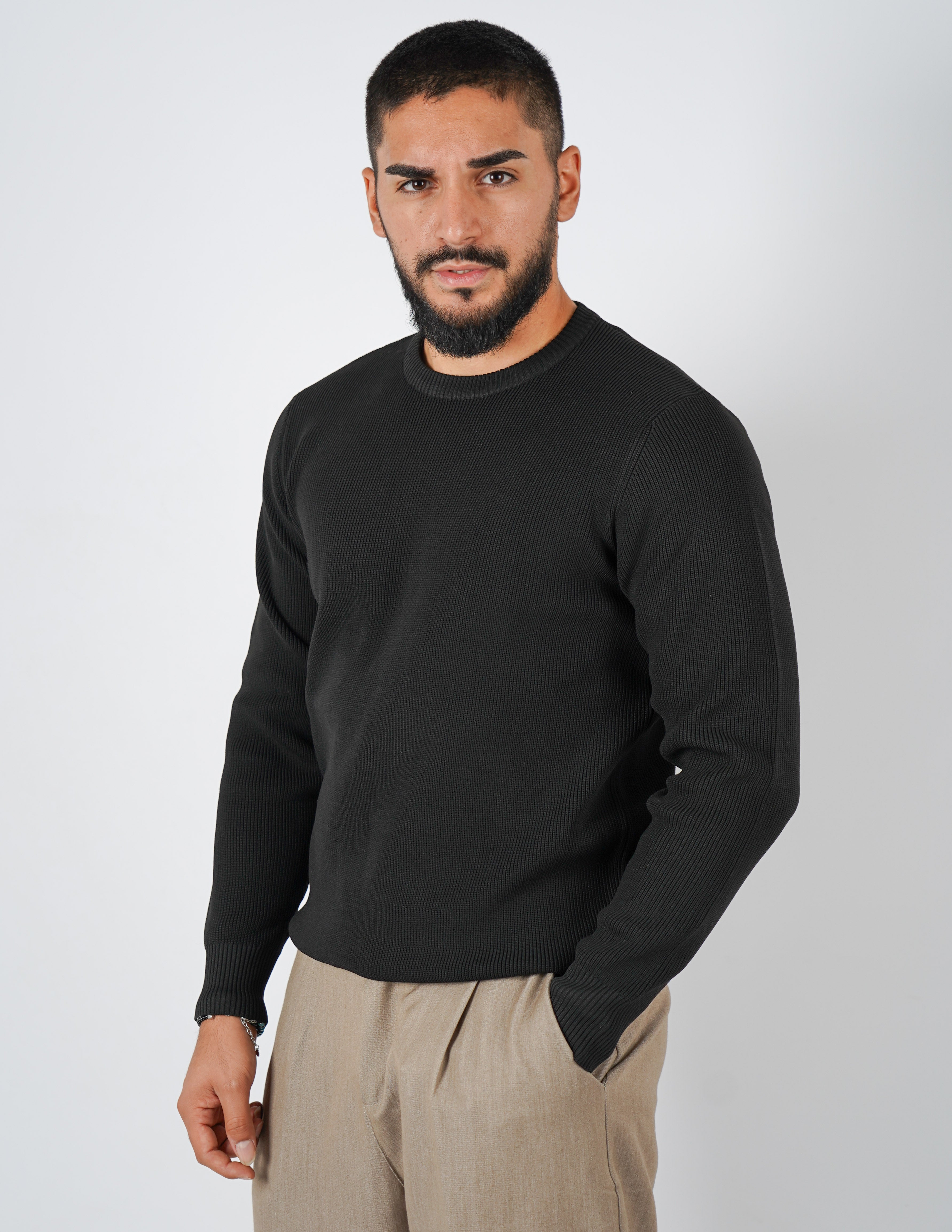 Maglione over D girocollo tessuto tech