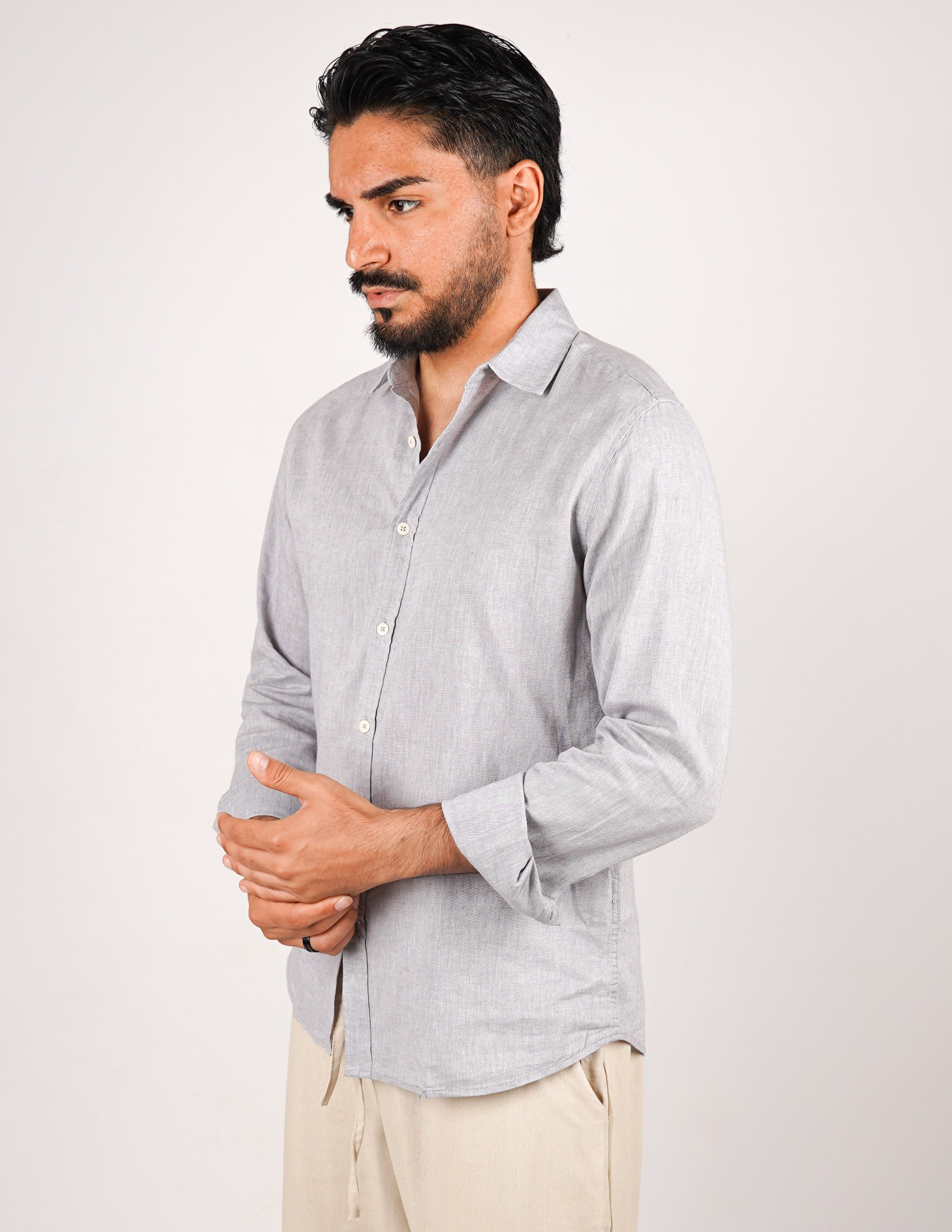 camicia uomo profumata in lino collo classico