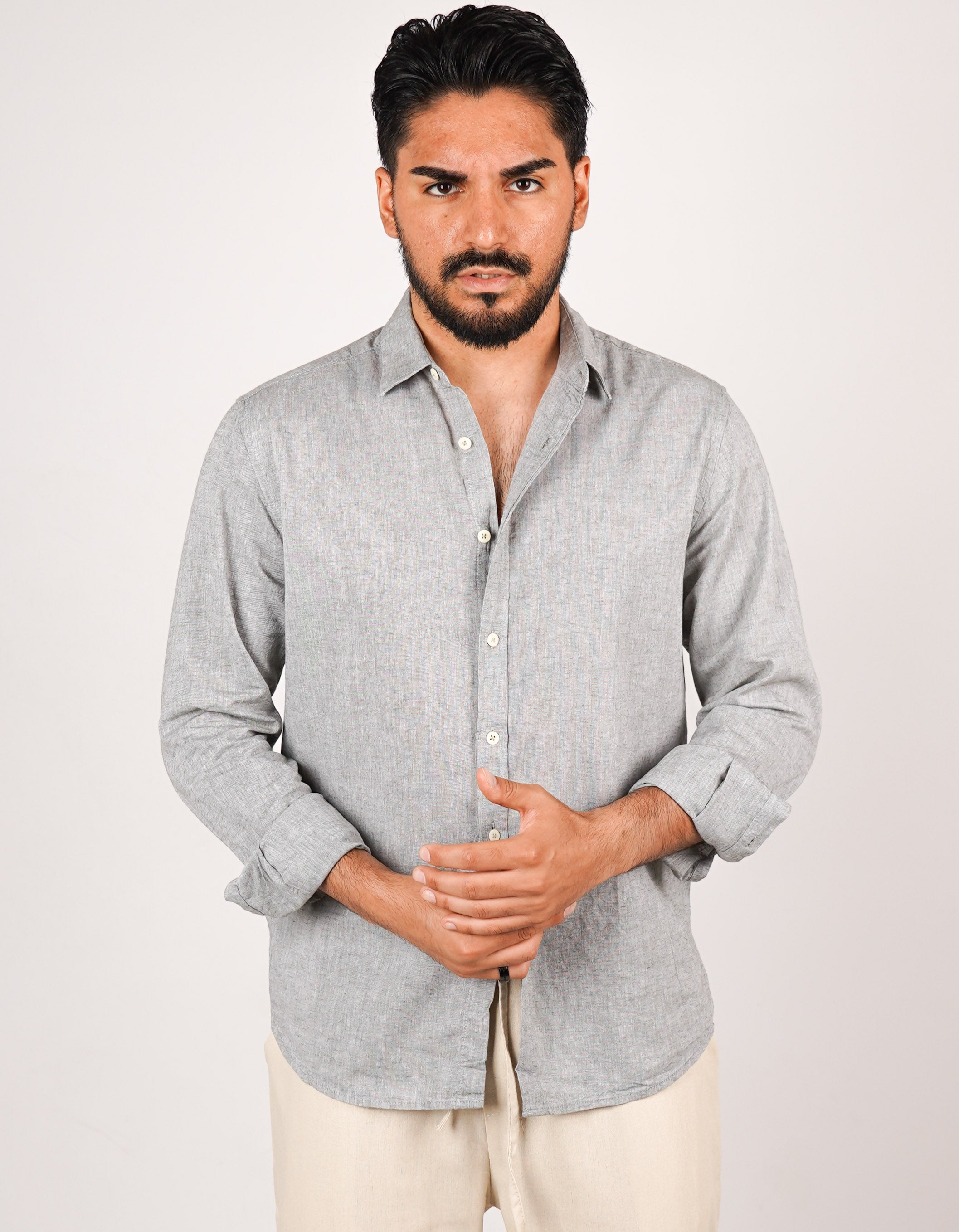 camicia uomo profumata in lino collo classico