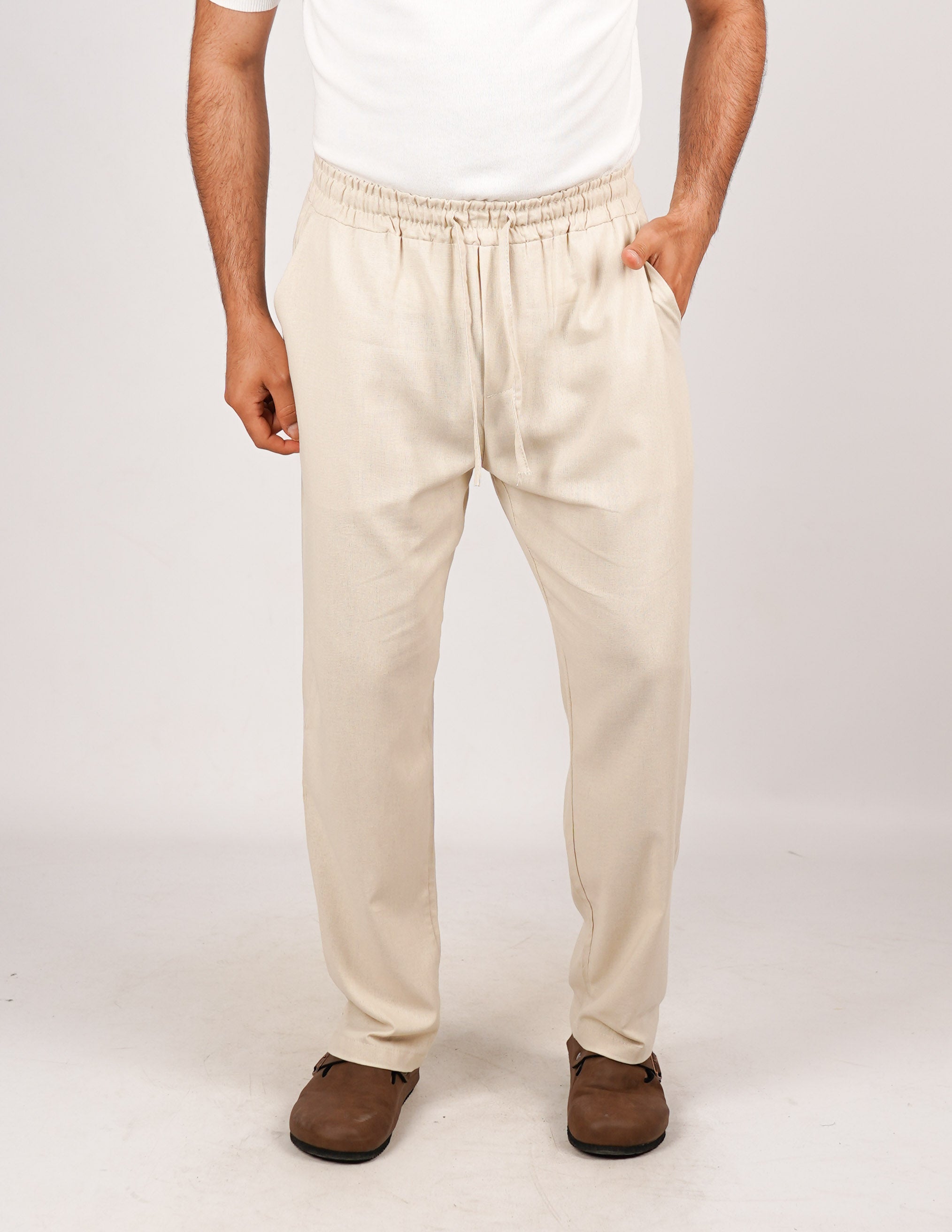 Pantalone con elastico lino